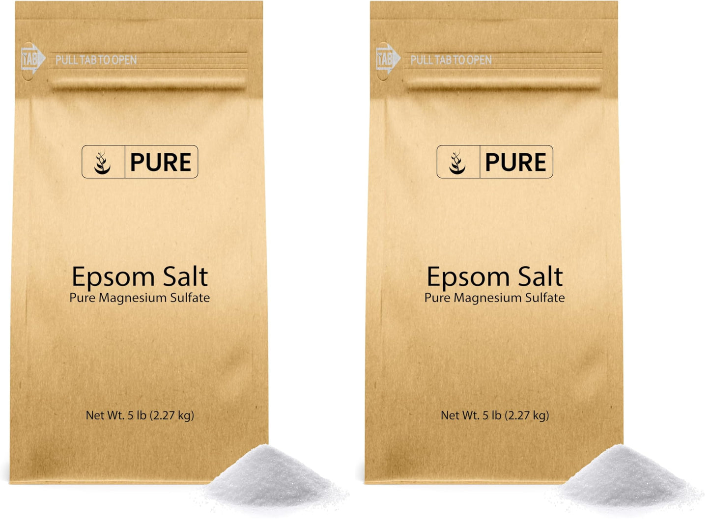 Pure Original Ingredients Epsom Salt – Food Grade Magnesium Sulfate, Soaking Solution (5 lb) Pack of 2