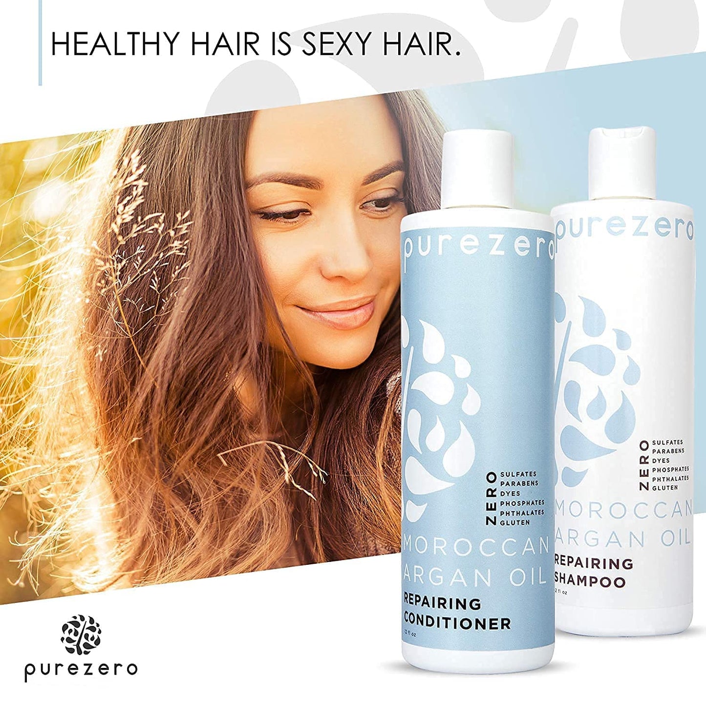 Purezero Moroccan Argan Oil Shampoo & Conditioner Set – Repair, Shine & Frizz Control