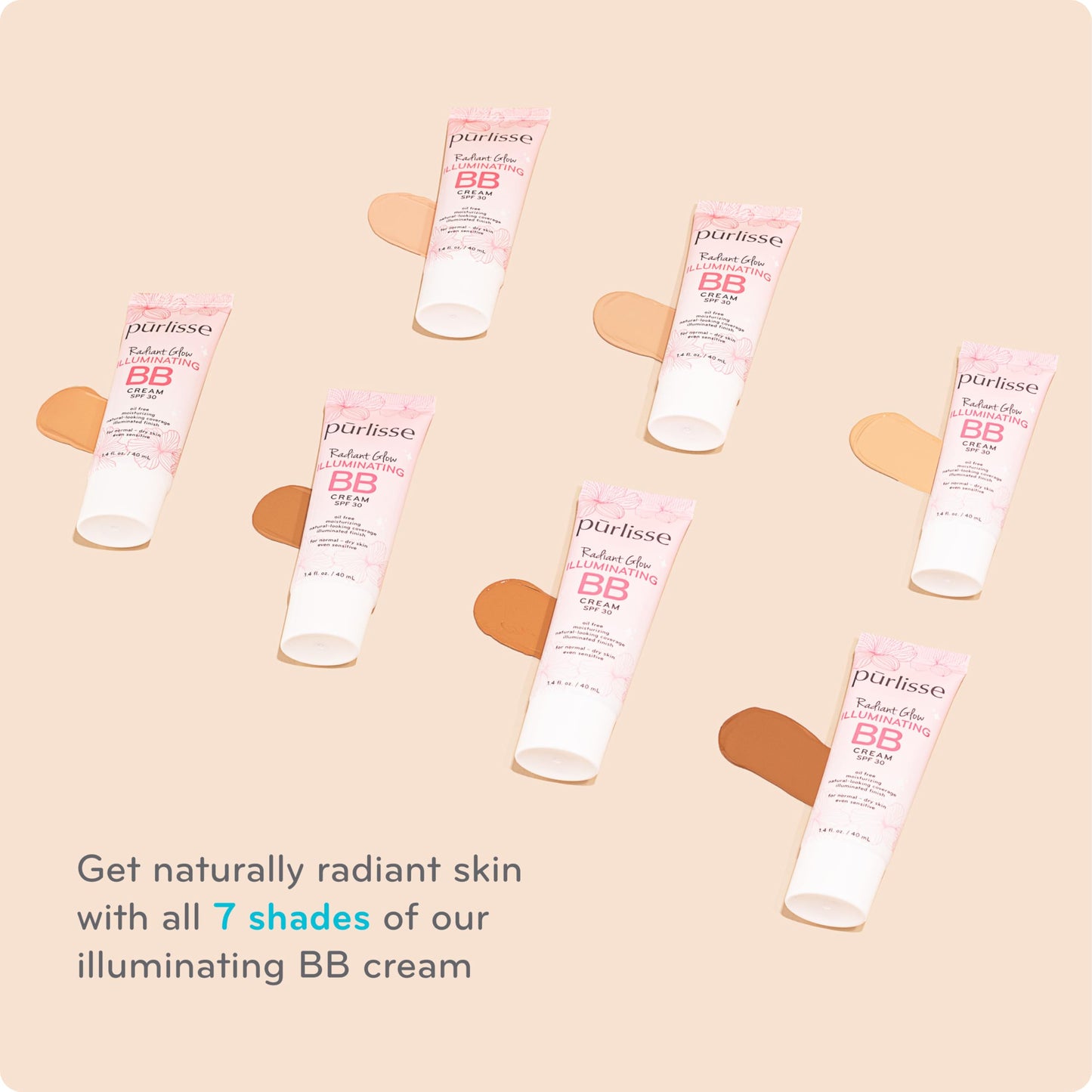 Pūrlisse Radiant Glow Illuminating BB Cream SPF 30 – Goji & Hawthorn Berry for Dewy Skin, Light Medium (1.4 oz)