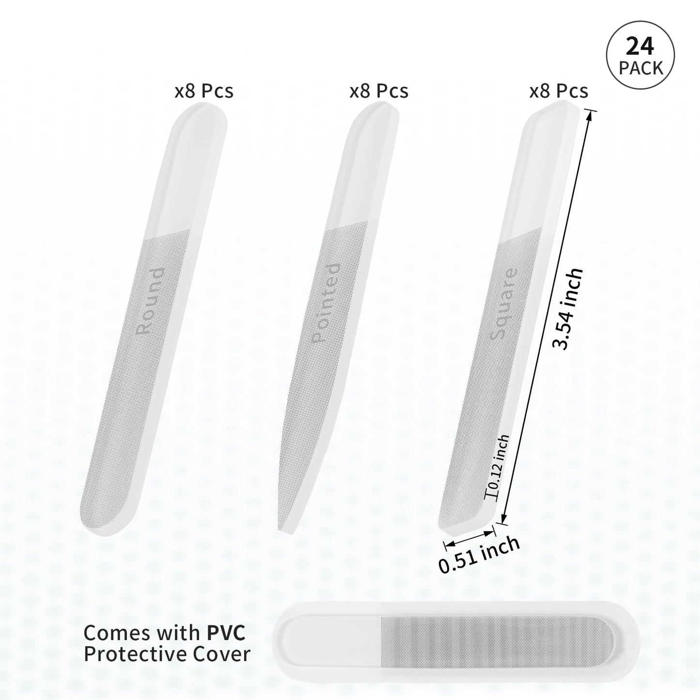 PYD Life 24-Pack Sublimation Glass Nail File Blanks – Mixed Shapes for Custom Nail Art