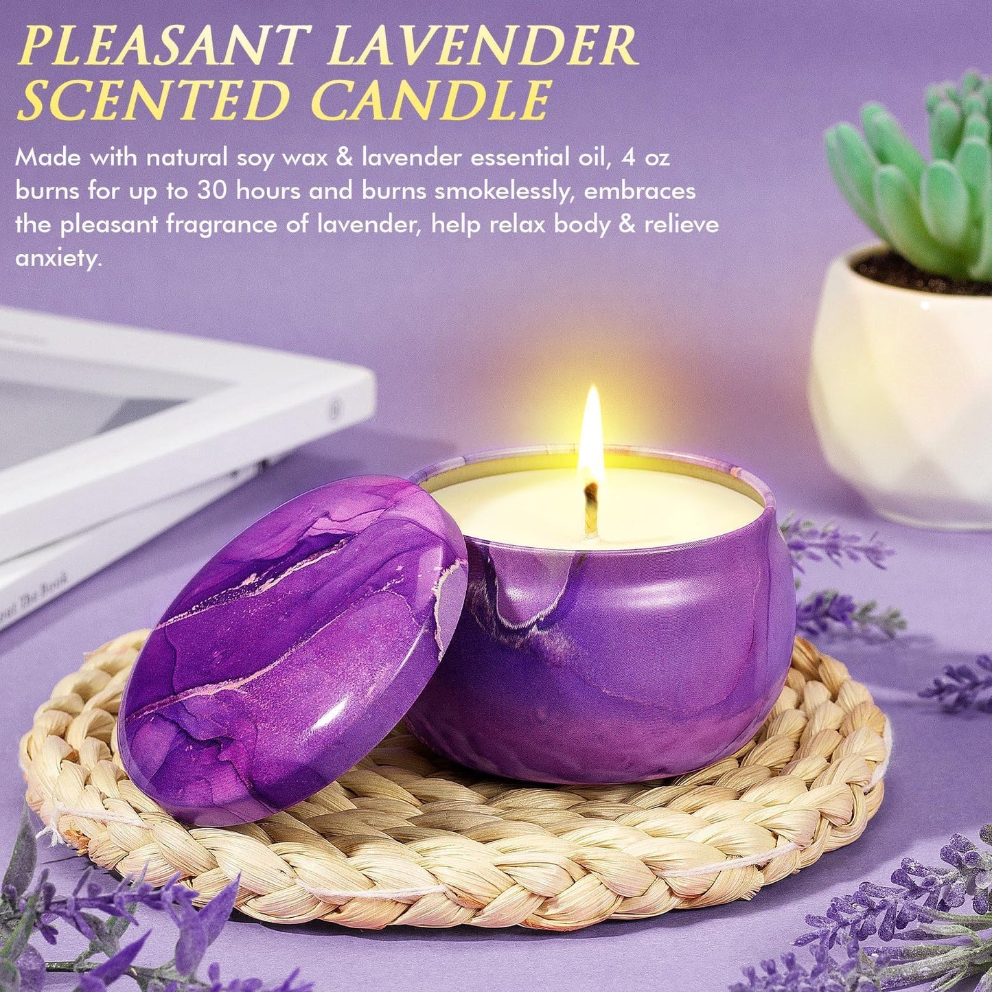 Qinline Birthday Gifts for Women: Lavender Spa Gift Basket + 40oz Tumbler