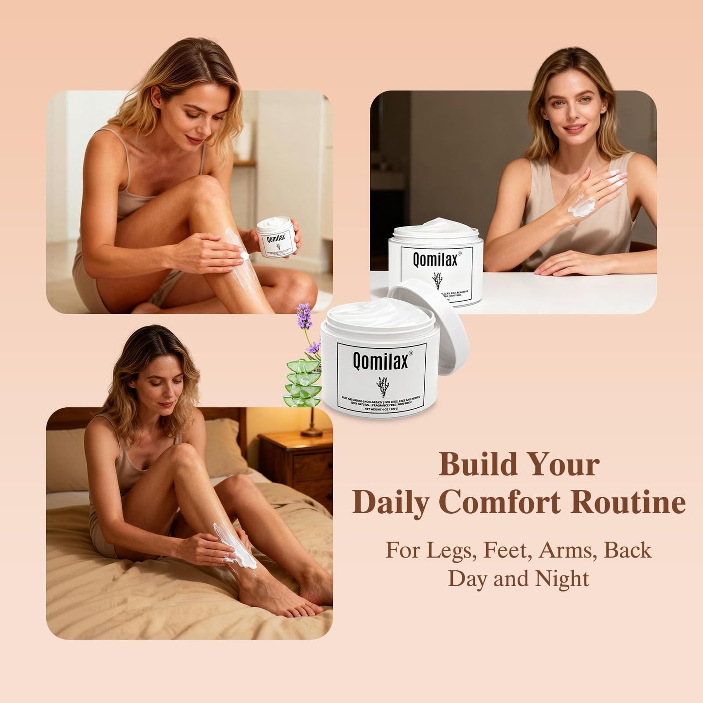 Qomilax Neuropathy Cream | Magnesium Nerve Relief Lotion – Mama Oasis for Feet, Hands, Legs, 4 oz