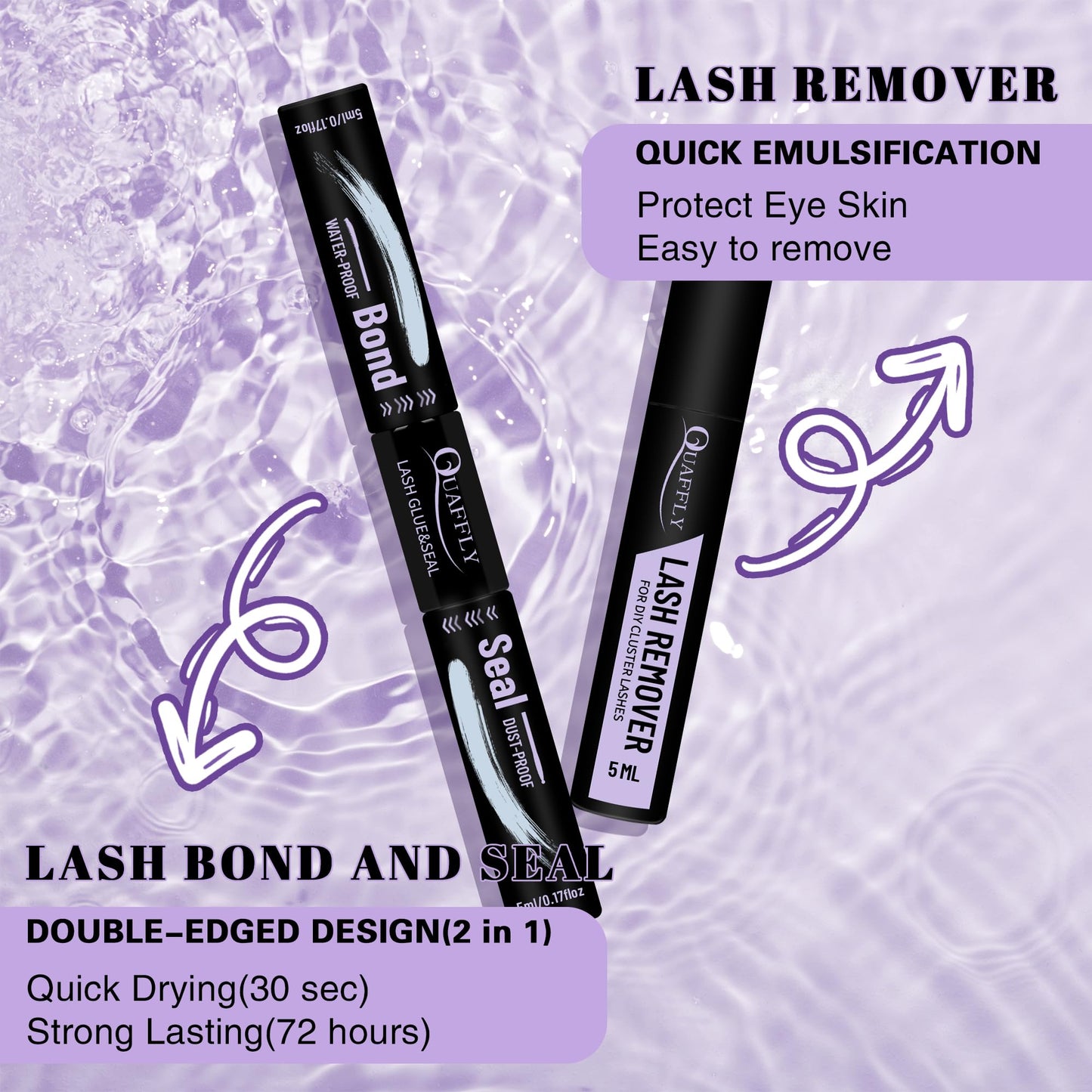QUAFFLY DIY Lash Extension Kit 1676Pcs – D-Curl Spike Lashes, Bottom Lashes, Bond & Seal