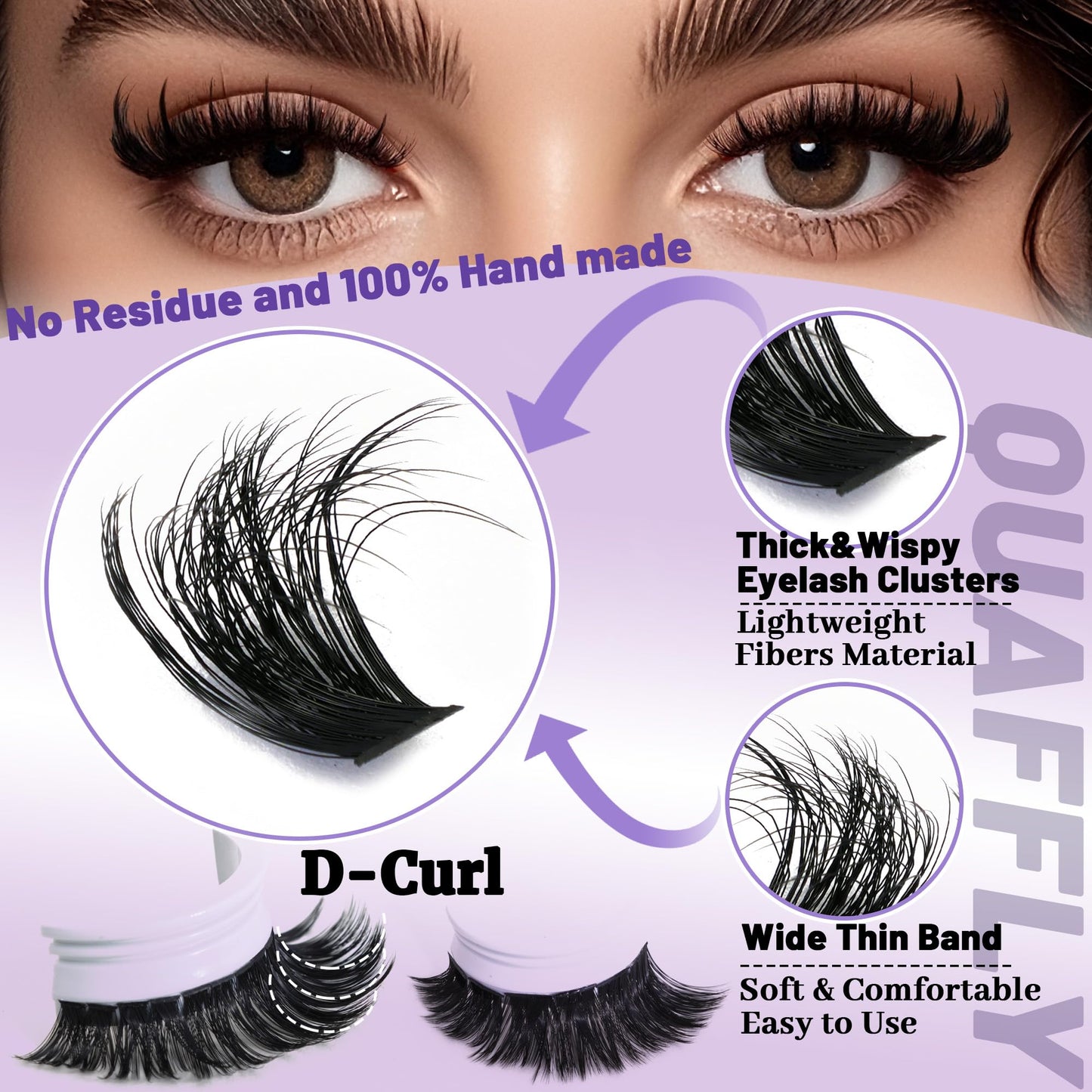 QUAFFLY DIY Lash Extension Kit 1676Pcs – D-Curl Spike Lashes, Bottom Lashes, Bond & Seal