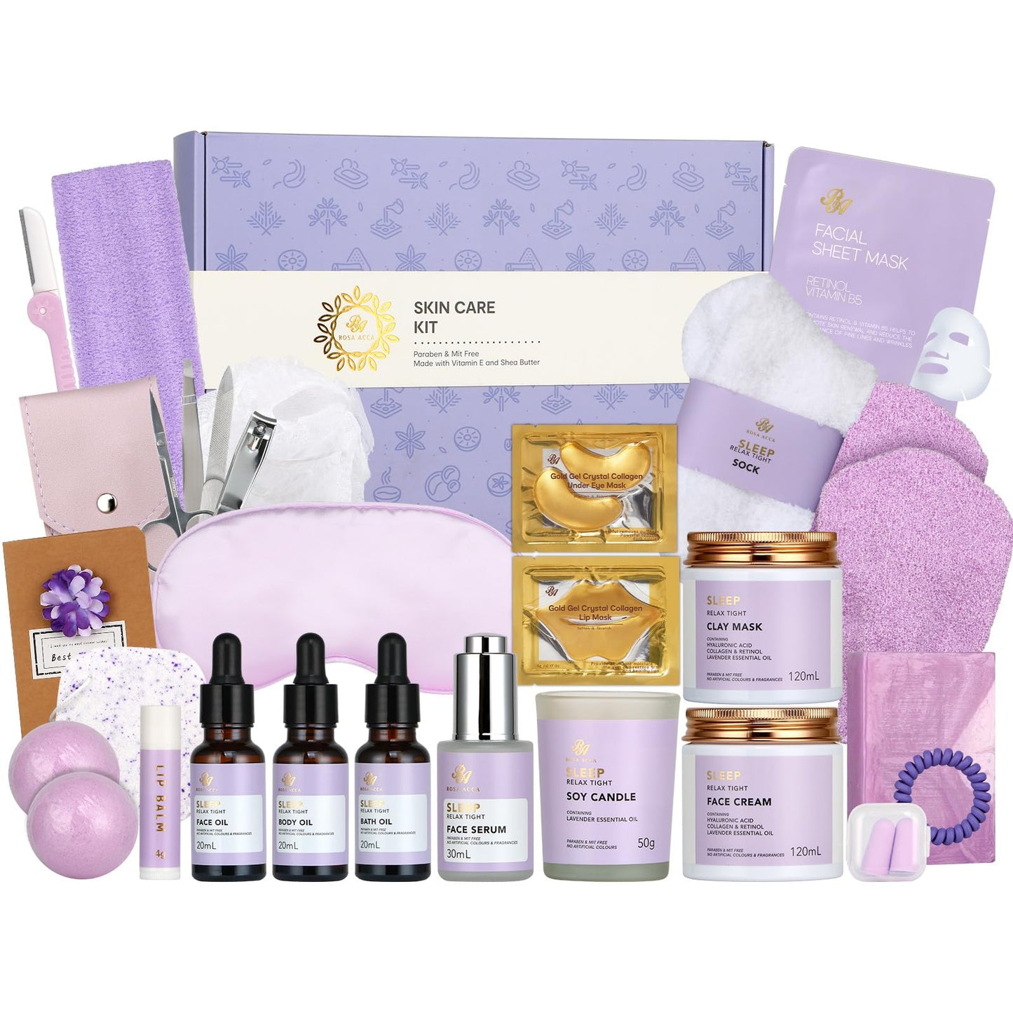RA ROSA ACCA Valentines Day Gift Set – 30-Piece Skin Care & Bath Spa Collection