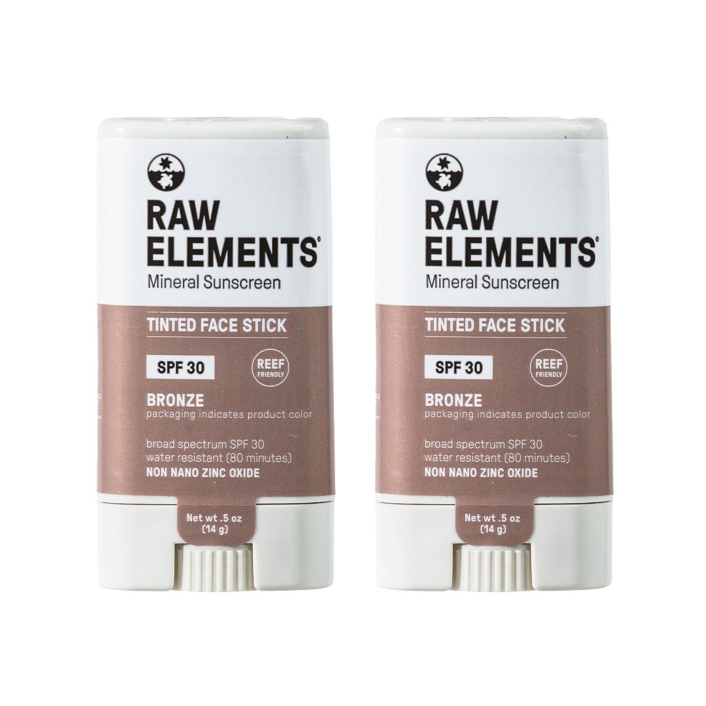Raw Elements Ultra-Moisturizing Tinted Face Cream SPF 30 | Reef-Friendly Mineral Sunscreen Bronze (Pack of 2)