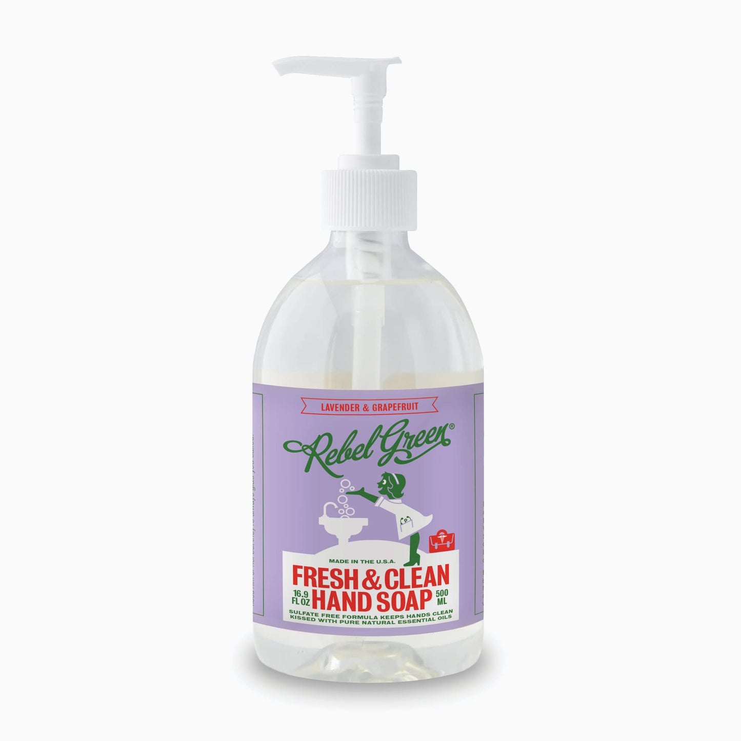 Rebel Green Liquid Hand Soap – Moisturizing Natural Hand Wash, Lavender & Grapefruit (Pack of 4)