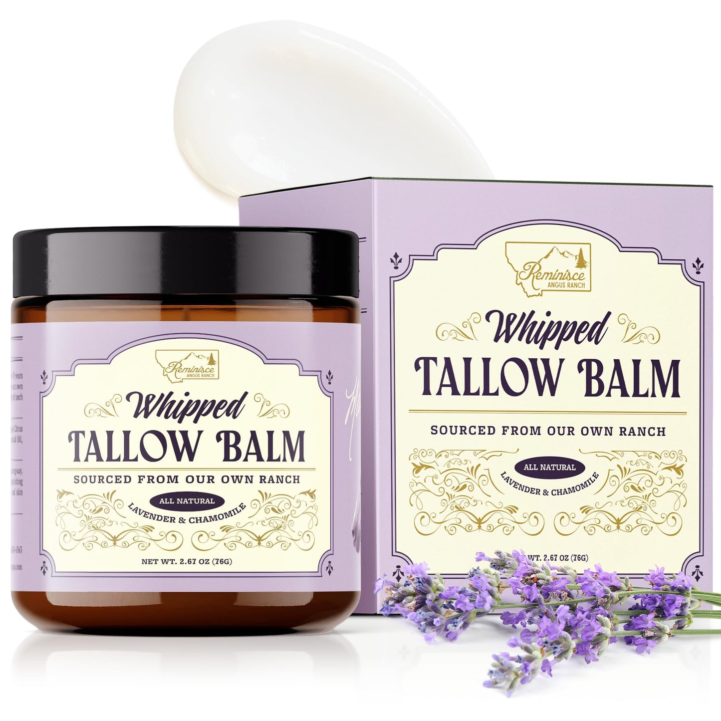 Reminisce Angus Ranch Whipped Tallow Balm — Lavender & Chamomile, Grass-Fed, USA