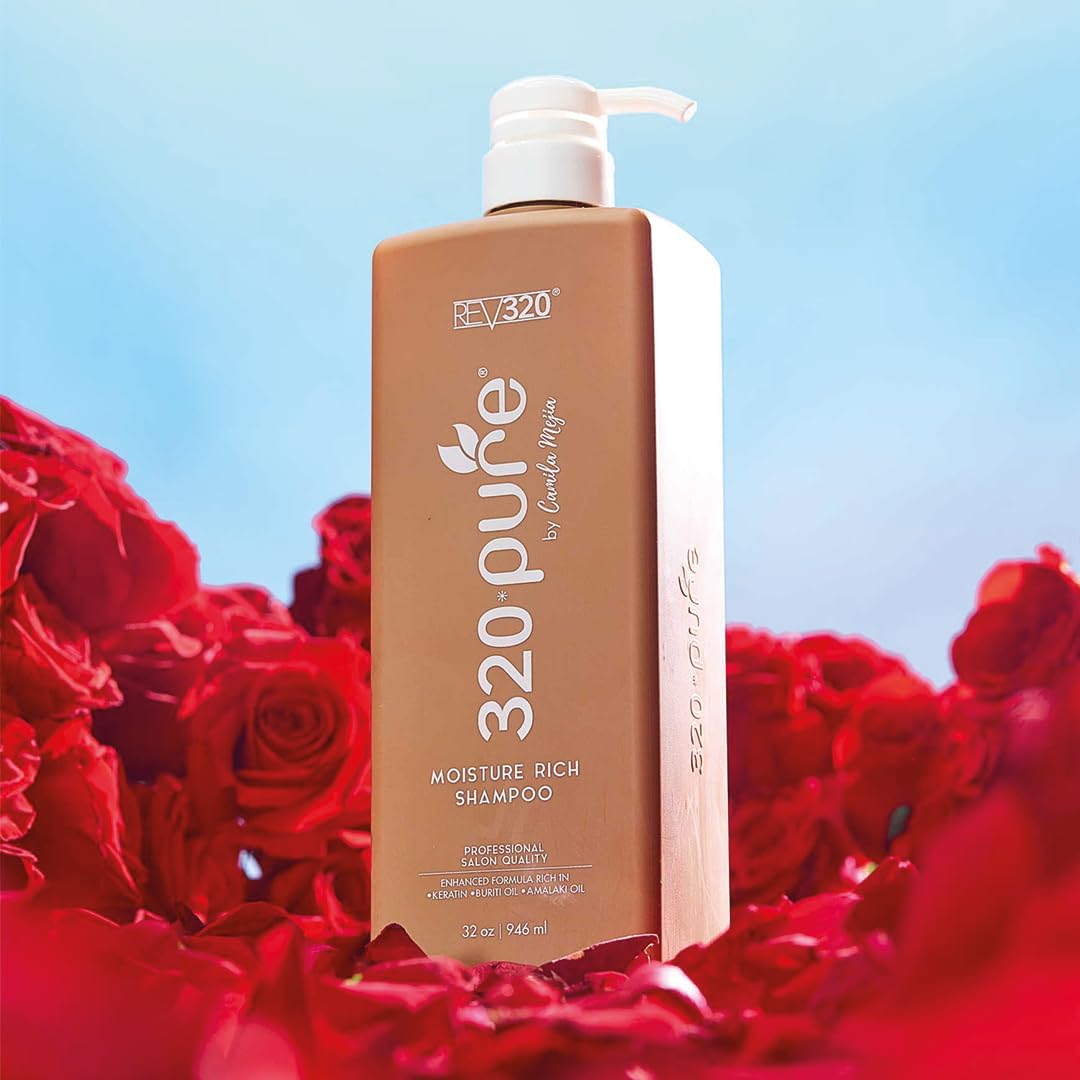 Rev320 320Pure Moisture Rich Shampoo — Nourishes & Repairs All Hair Types (32oz) with Argan Oil & Keratin-Omega