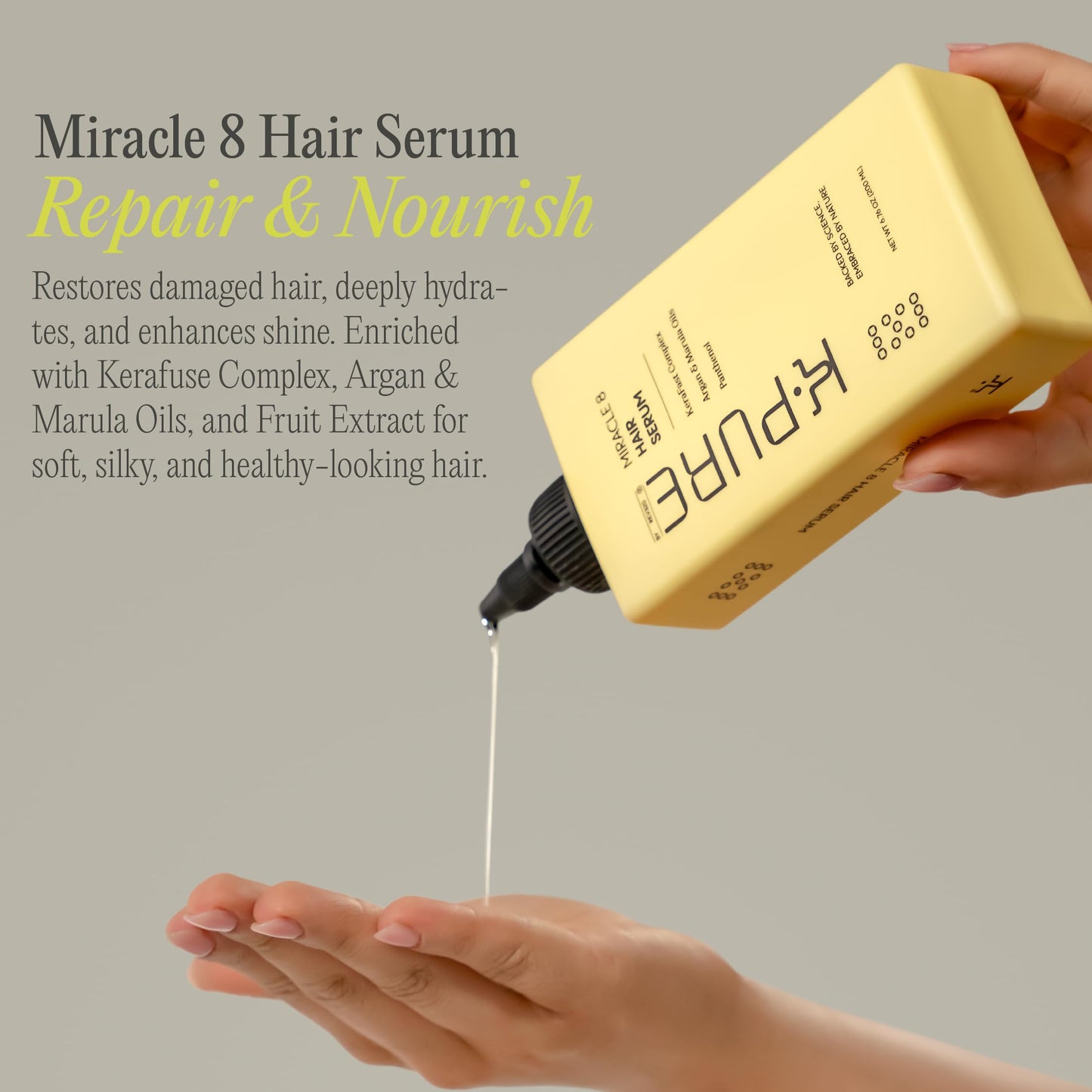 Rev320 Miracle 8 Keratin Hair Serum by K-Pure — Instant Deep Conditioning, Frizz Control, Shine