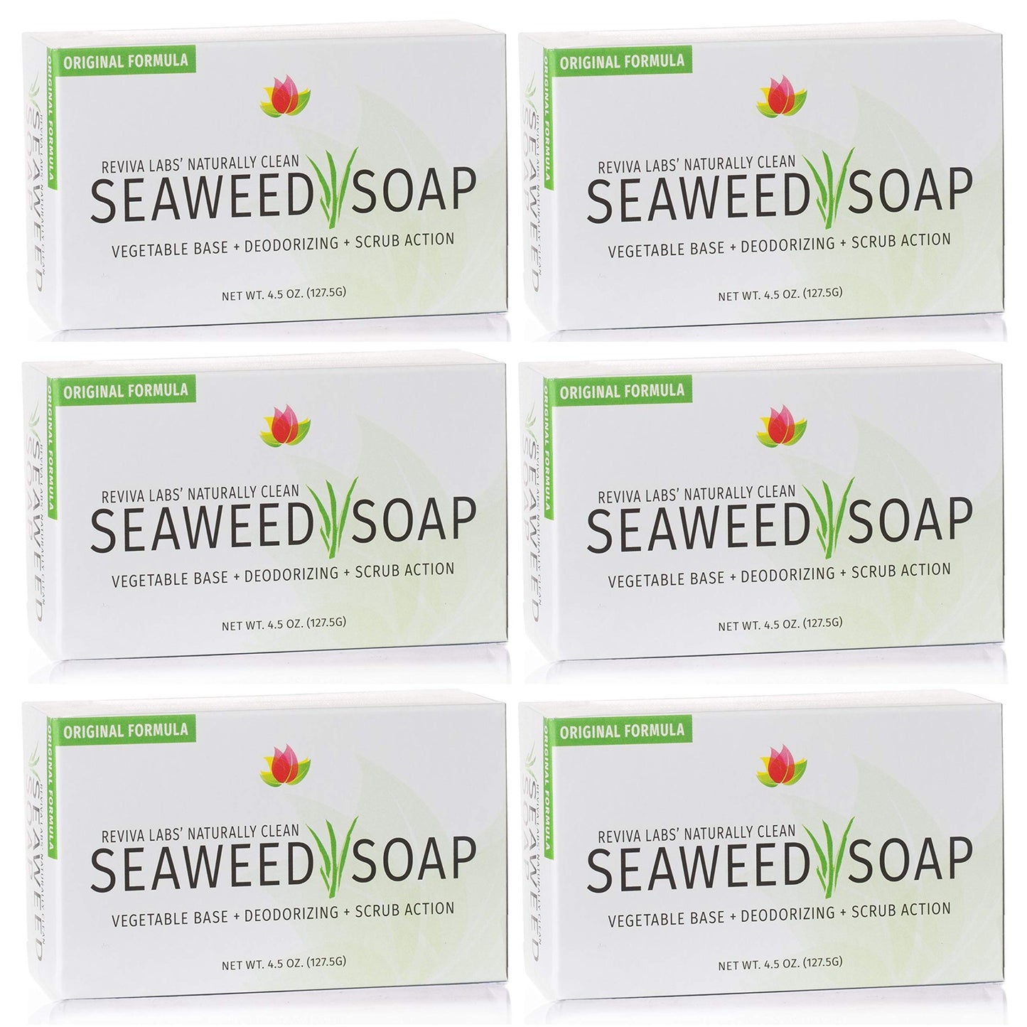 Reviva Seaweed Soap 6 Pack – Organic Exfoliating Bar for Face & Body | Made in USA