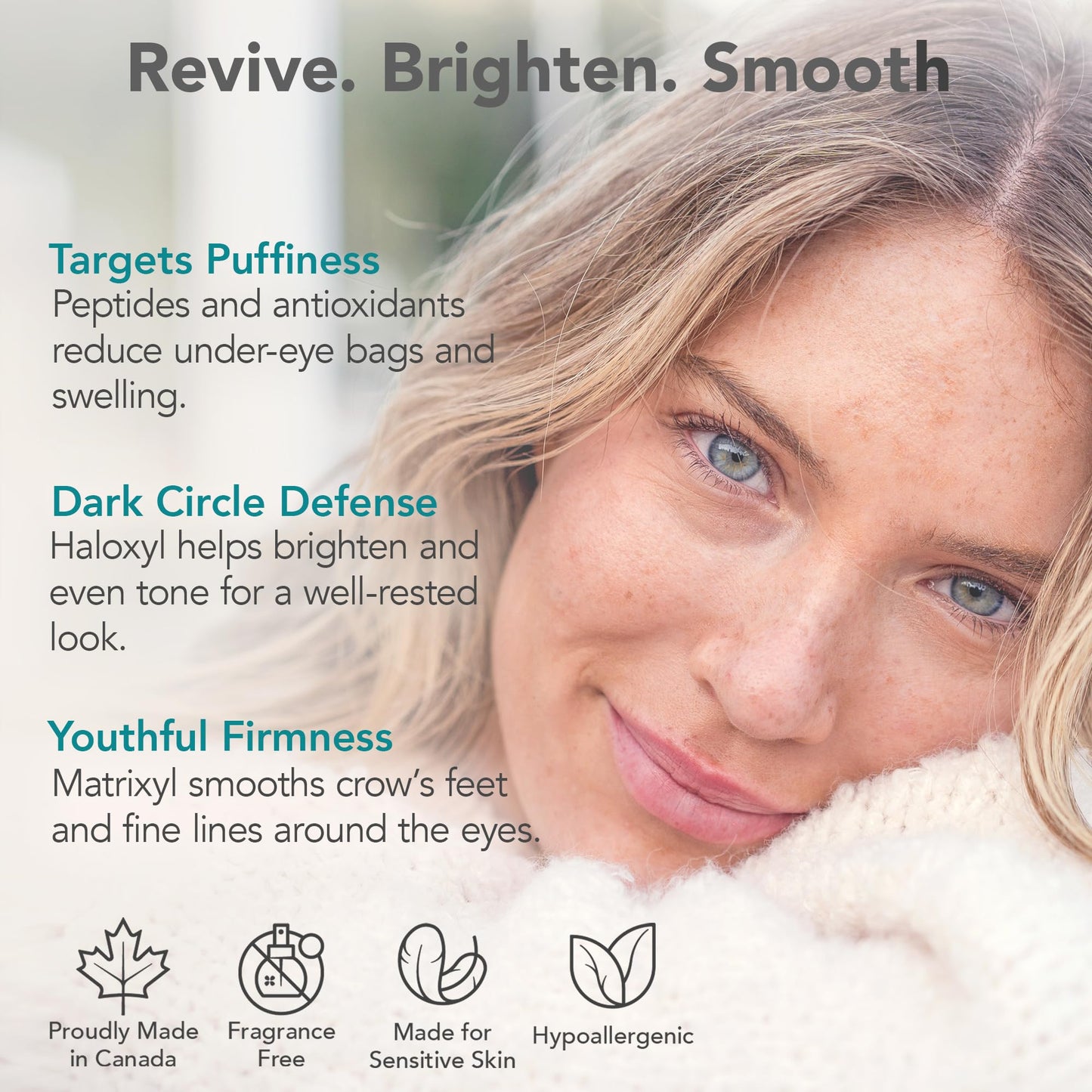 Riversol Peptide Eye Cream | Brightening Eye Repair for Dark Circles & Puffiness | Sensitive Skin