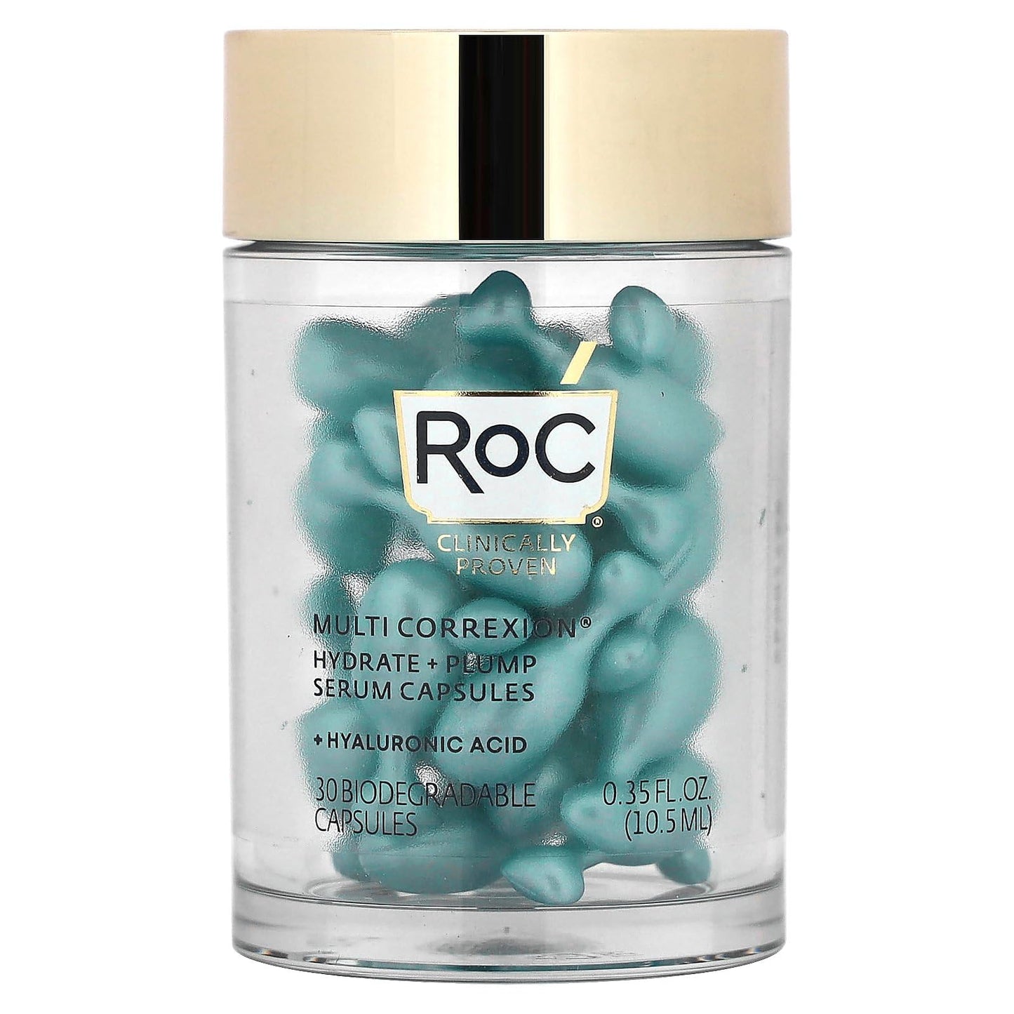 RoC Multi CorreXion Hydrate + Plump Night Serum Capsules – Fragrance-Free, Biodegradable, 30 Caps