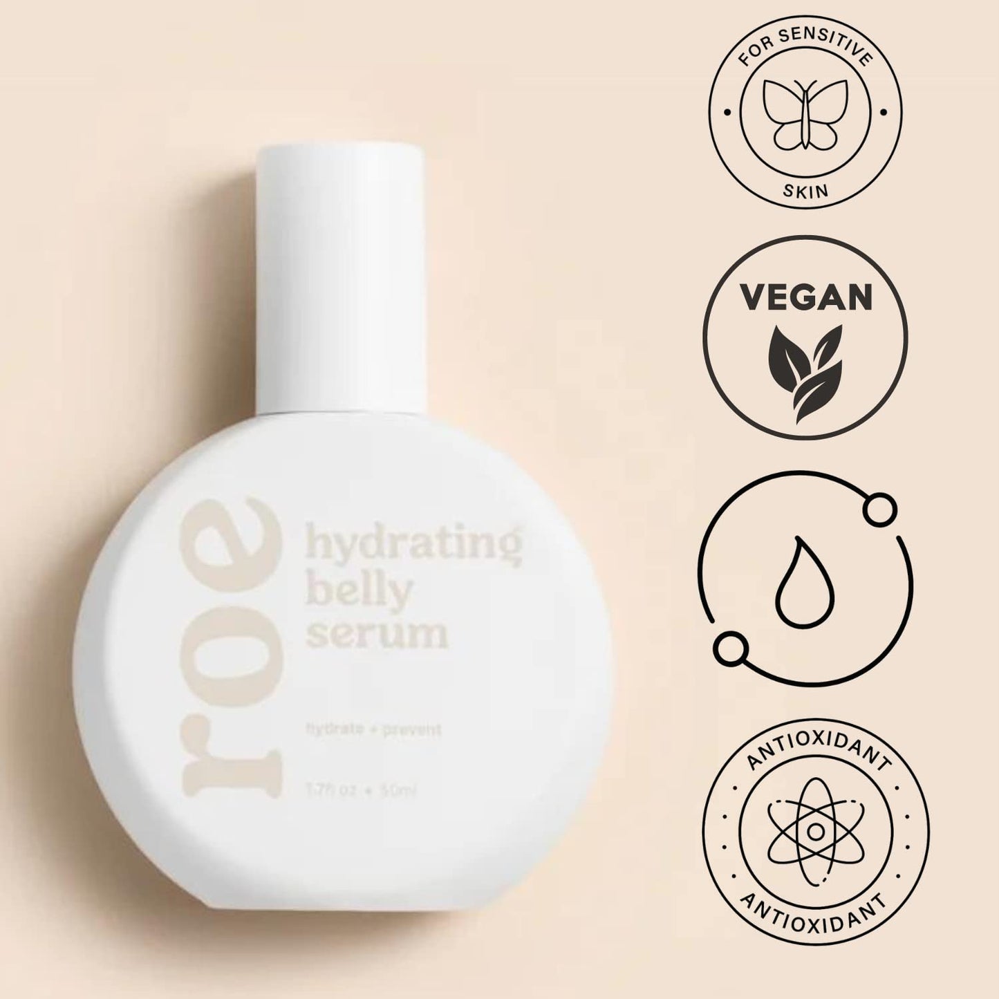 Roe Wellness Belly Stretch Mark Serum for Sensitive Skin – Hydration & Elasticity
