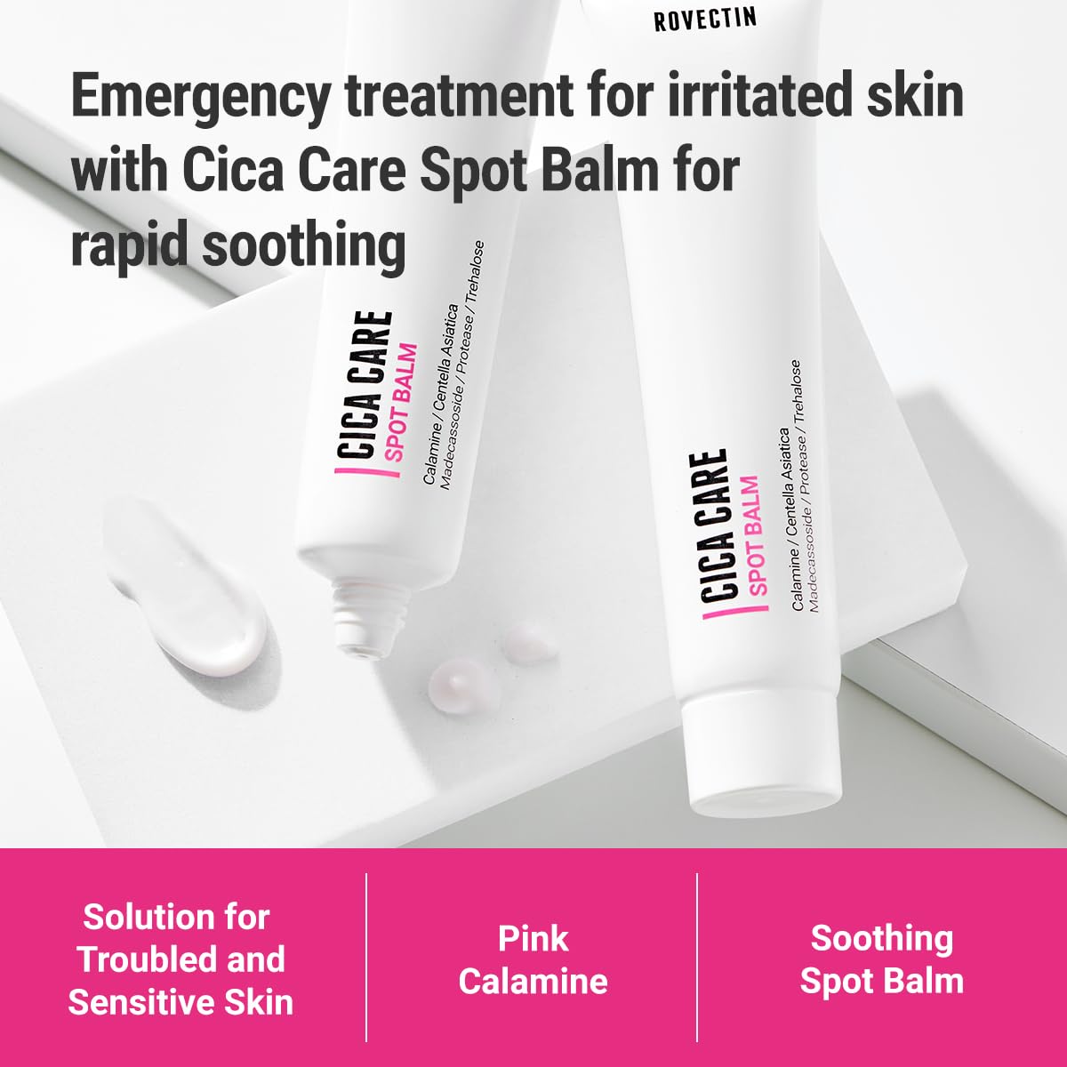 ROVECTIN Cica Care Face Balm — Immediate Redness Relief for Acne-Prone & Sensitive Skin (1.4 fl oz) | Calamine & Madecassoside