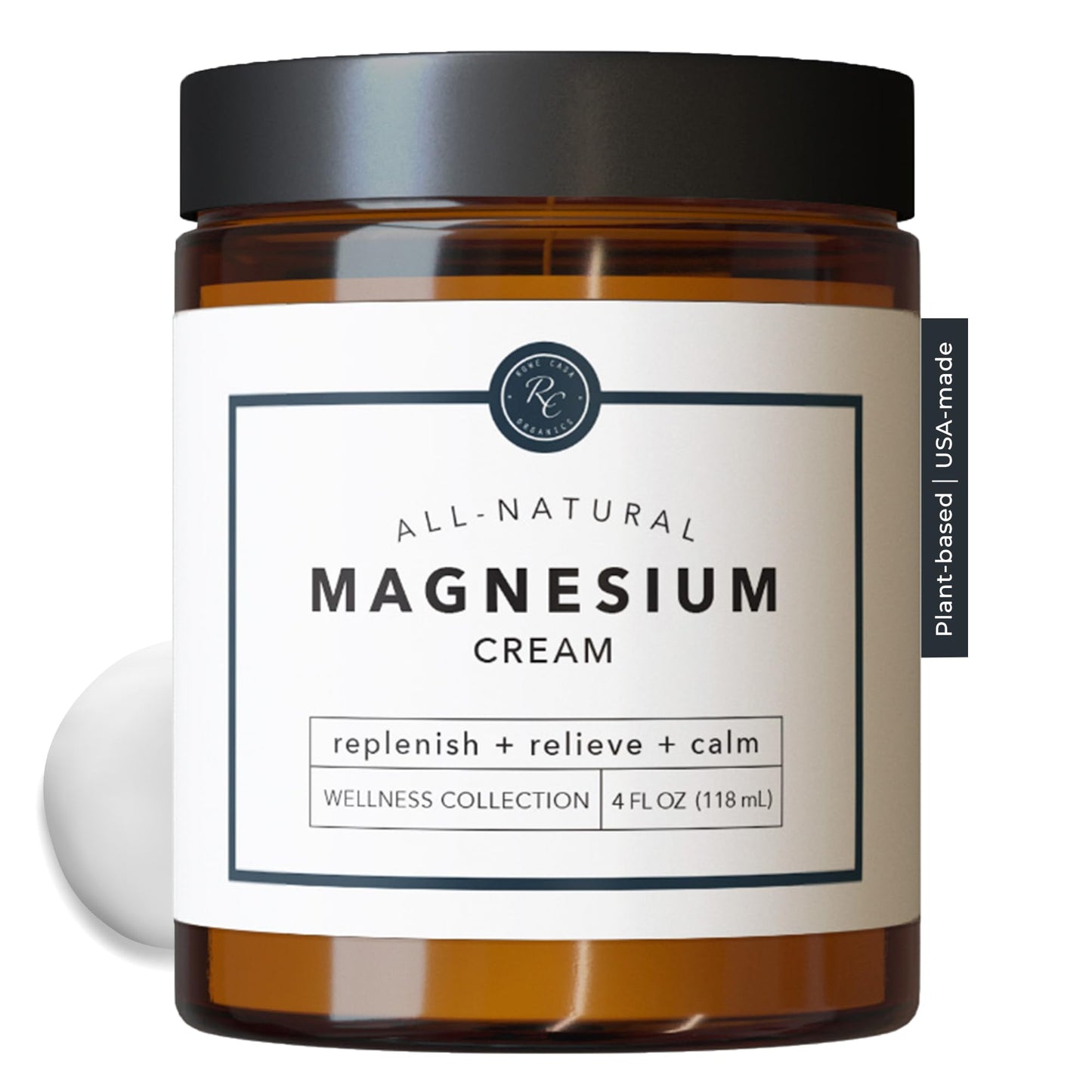 Rowe Casa Organics Magnesium Cream with Raw Shea Butter & Essential Oils – Sleep, Muscles & Relaxation (4 Fl Oz)