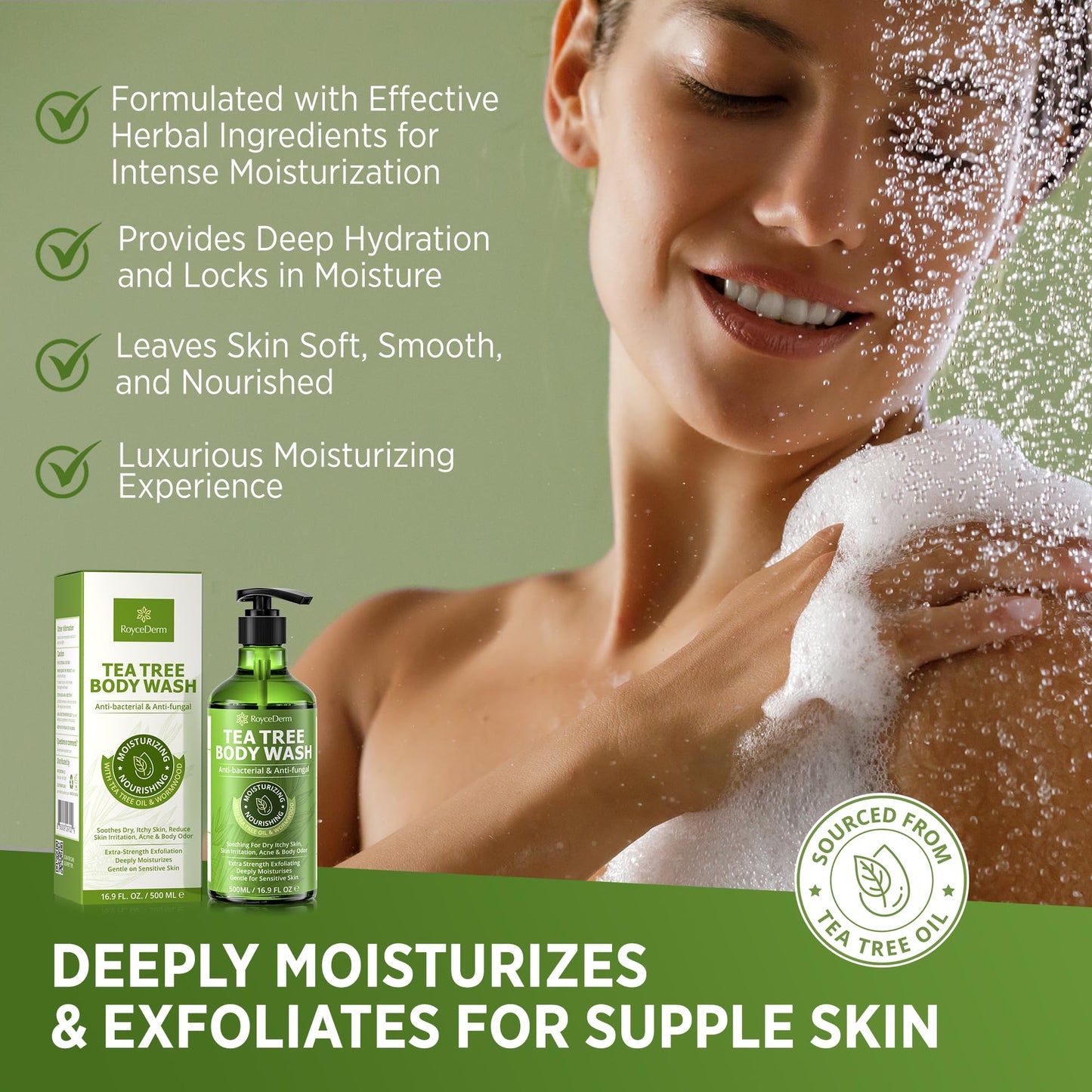 Roycederm Antifungal Body Wash & Soap with Tea Tree Oil – 2 Pack