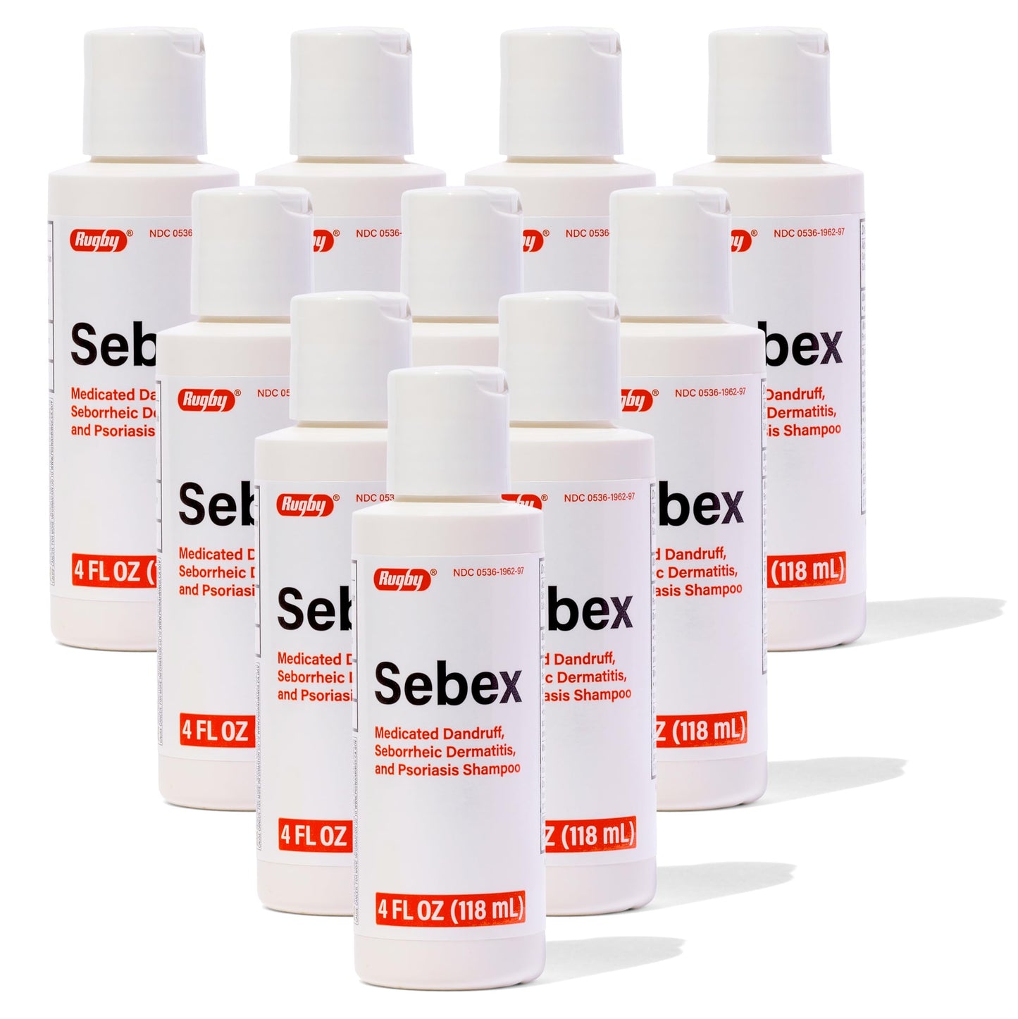 Rugby Sebex Medicated Dandruff Shampoo with 2% Sulfur + 2% Salicylic Acid – For Women & Men – 4 Oz (10 Pack)