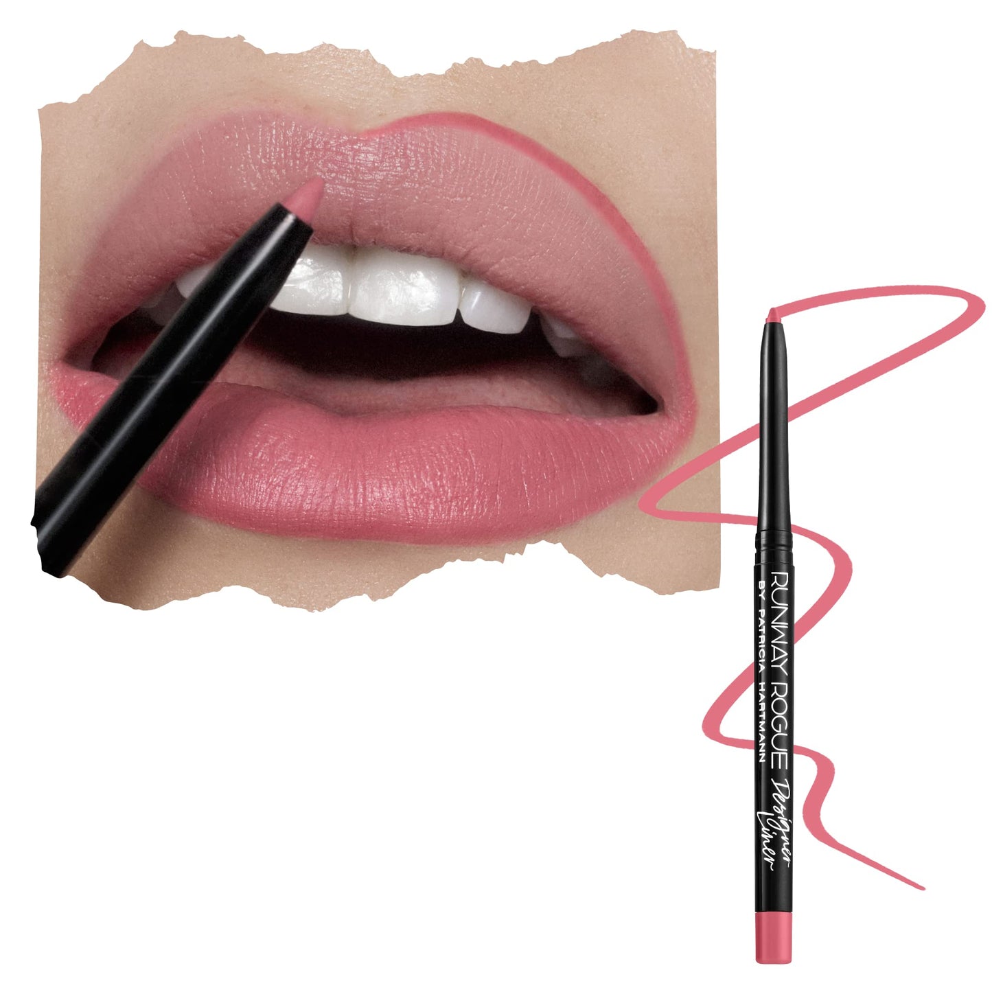 Runway Rogue Designer Lip Liner Pencil – It's a Wrap (Matte Blush-Pink) + Built-in Sharpener
