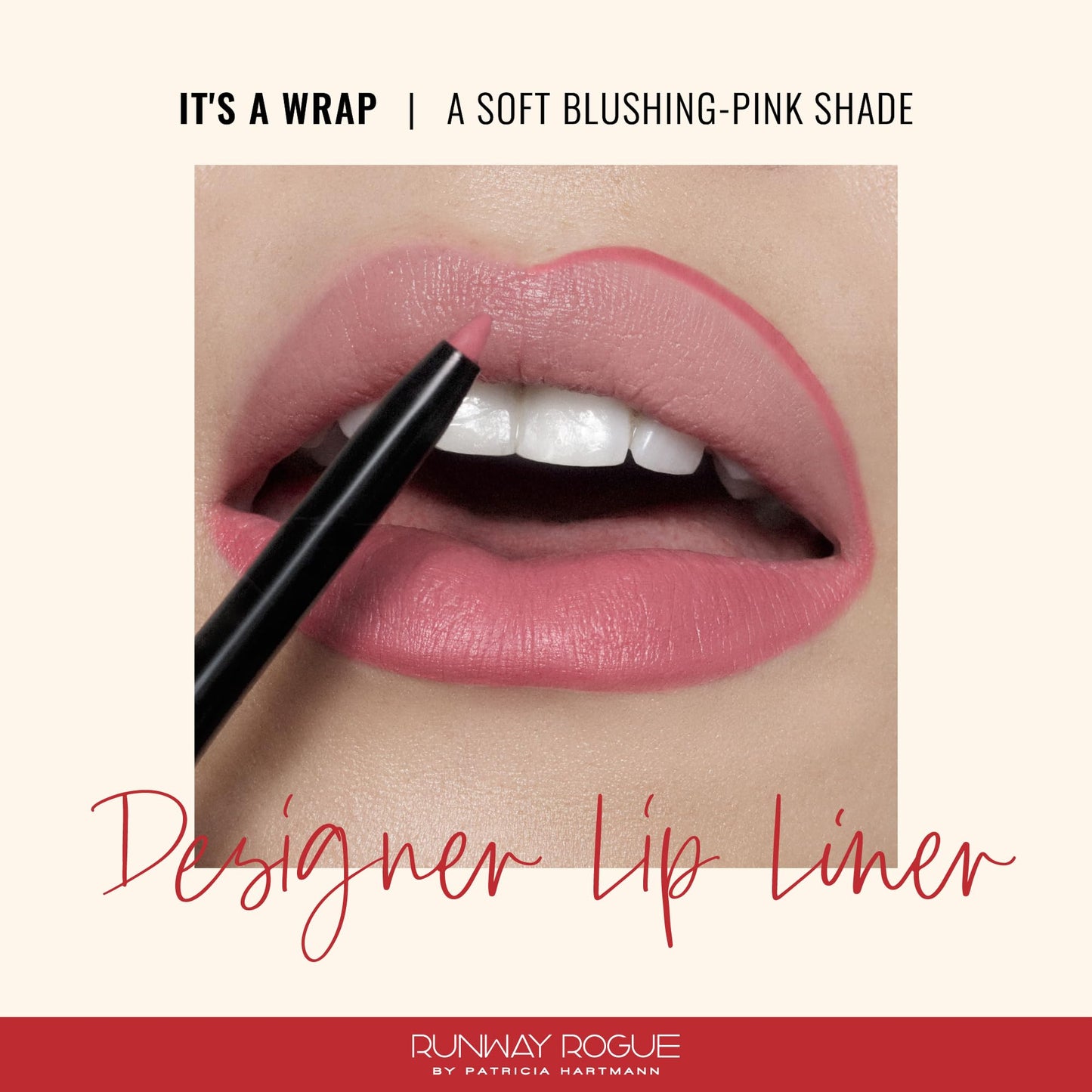 Runway Rogue Designer Lip Liner Pencil – It's a Wrap (Matte Blush-Pink) + Built-in Sharpener