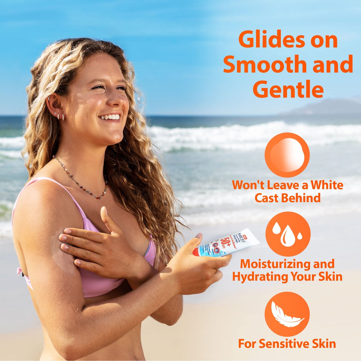 SAFE SEA SPF 50+ Anti-Jellyfish Sting Protective Lotion – Reef-Safe Sunscreen, 2 x 3.4 oz Tubes