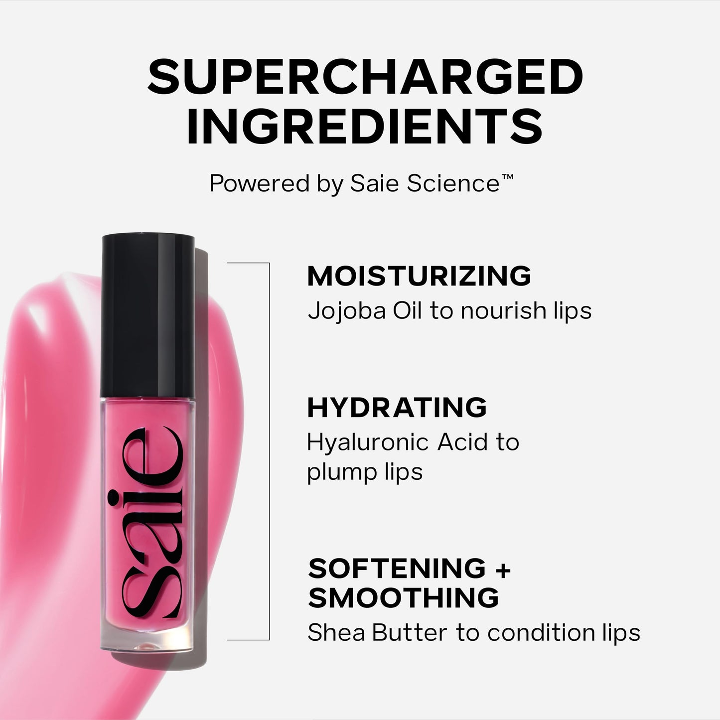 Saie Glossybounce Hydrating Lip Gloss & Tinted Lip Oil Hybrid | Hyaluronic Acid & Jojoba