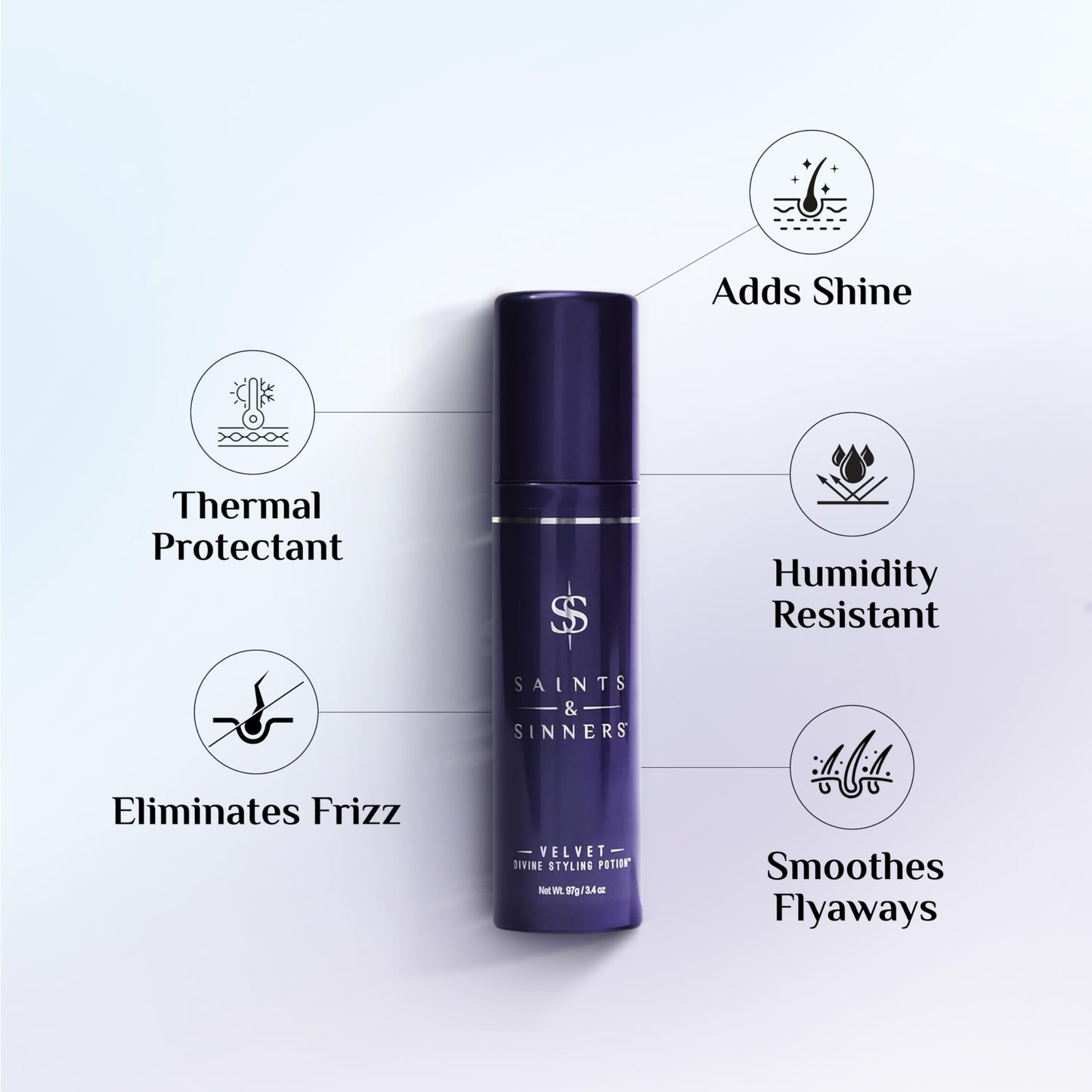 Saints & Sinners Velvet Divine Styling Potion – Award-Winning Thermal Protectant & Anti-Frizz Cream (3.4 oz)