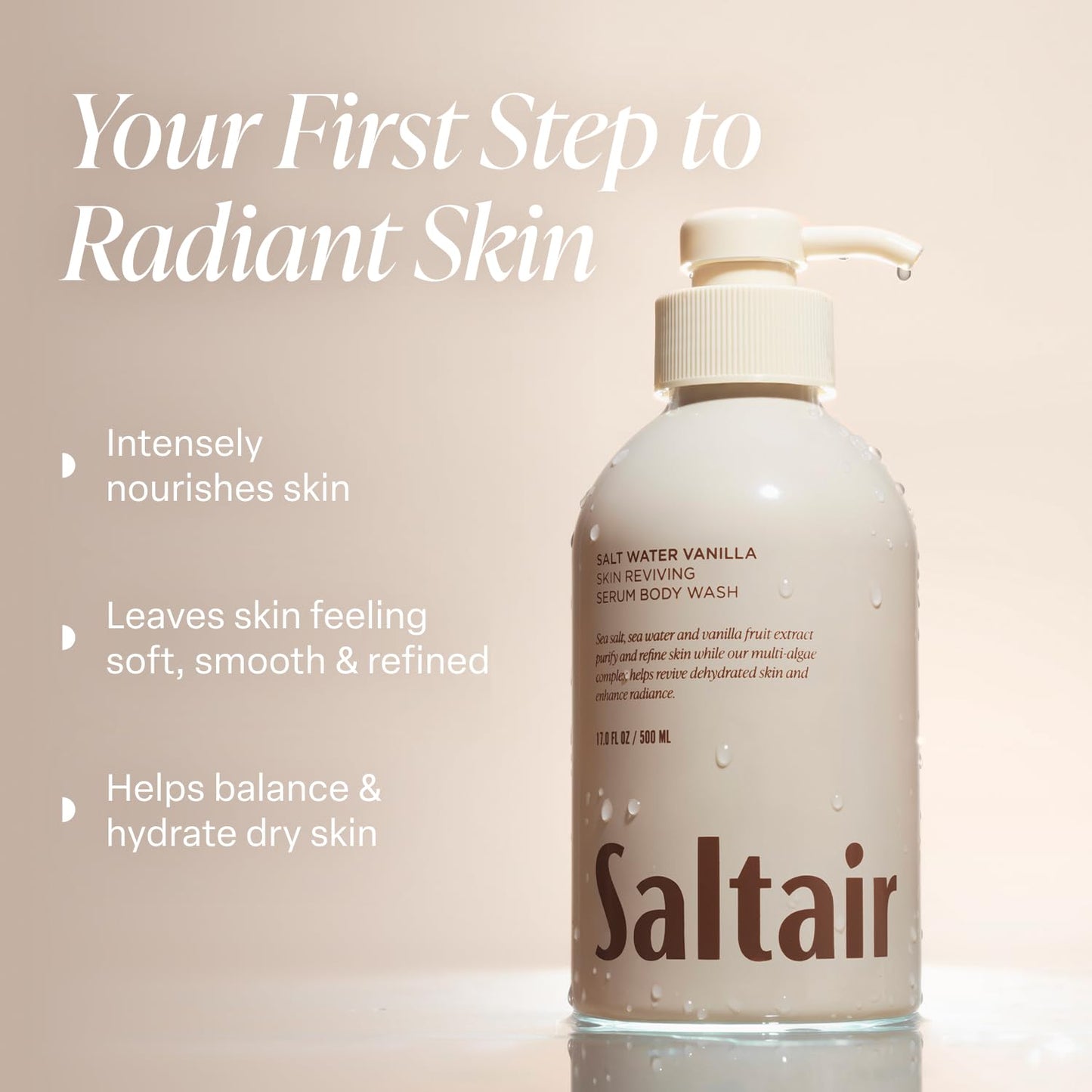 Saltair Body Wash Salt Water Vanilla 2-Pack | Hydrating Cleanser with Monoi Oil & Cupuacu Butter