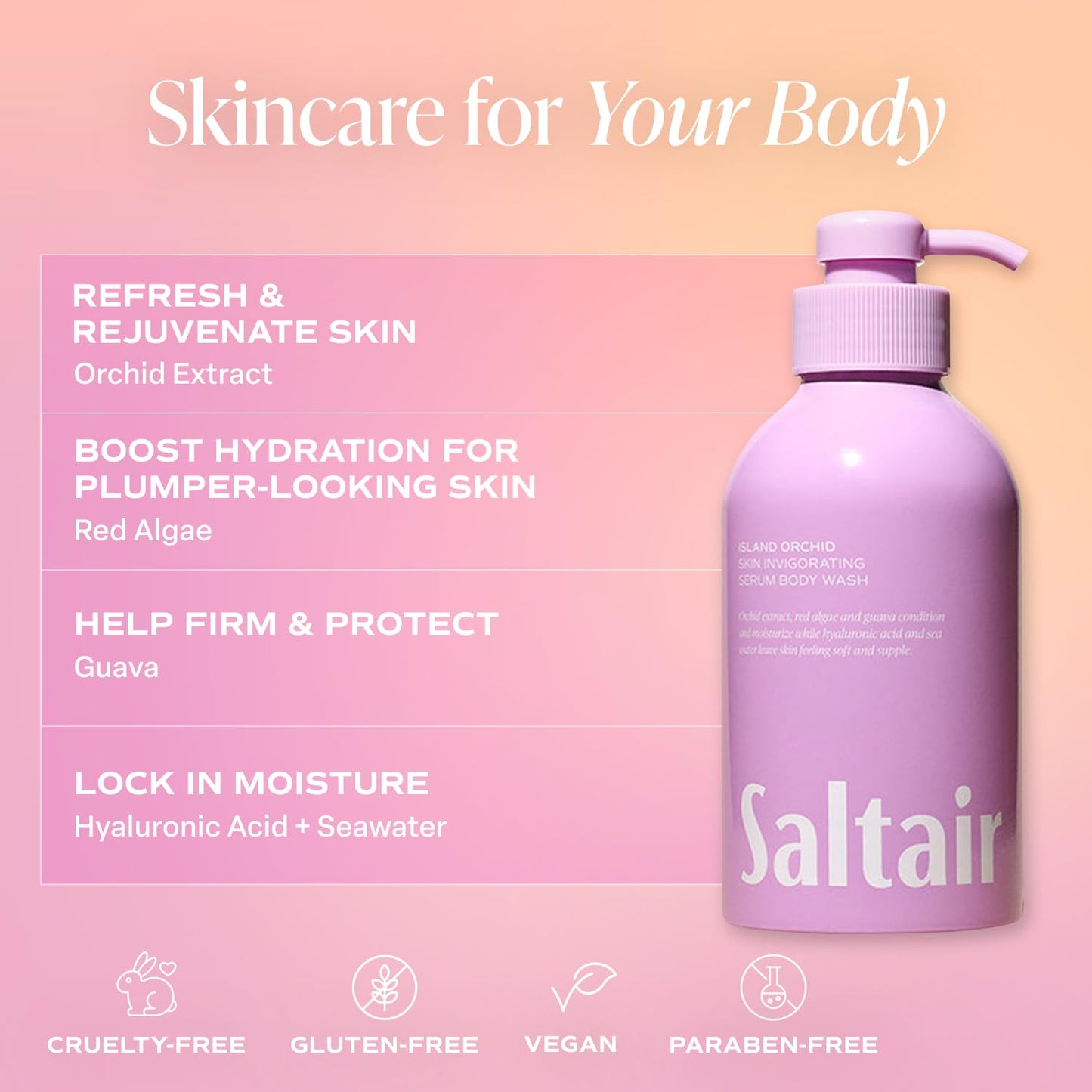 Saltair Island Orchid 2-Pack Body Wash – Moisturizing Cleanser with Monoi Oil & Cupuacu Butter