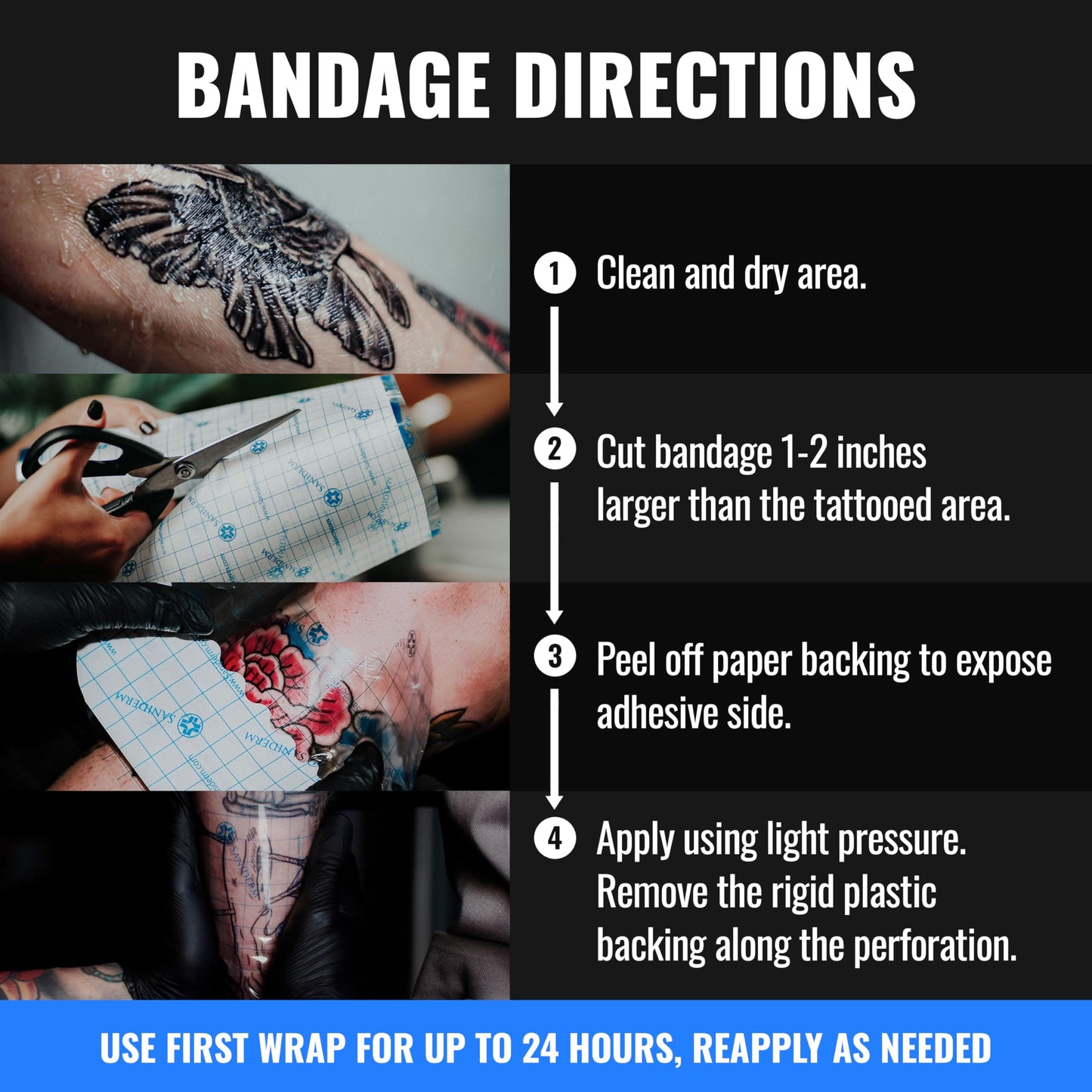 Saniderm Original Tattoo Aftercare Bandage – Personal Roll, 10.2 in x 2 yd