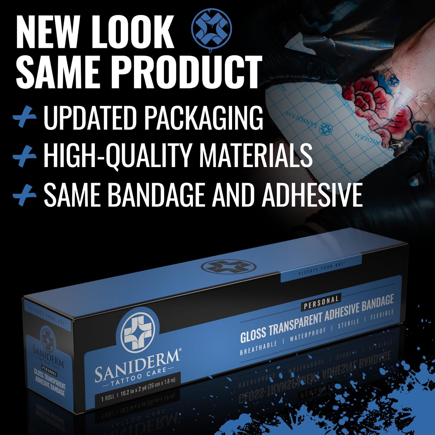 Saniderm Original Tattoo Aftercare Bandage – Personal Roll, 10.2 in x 2 yd