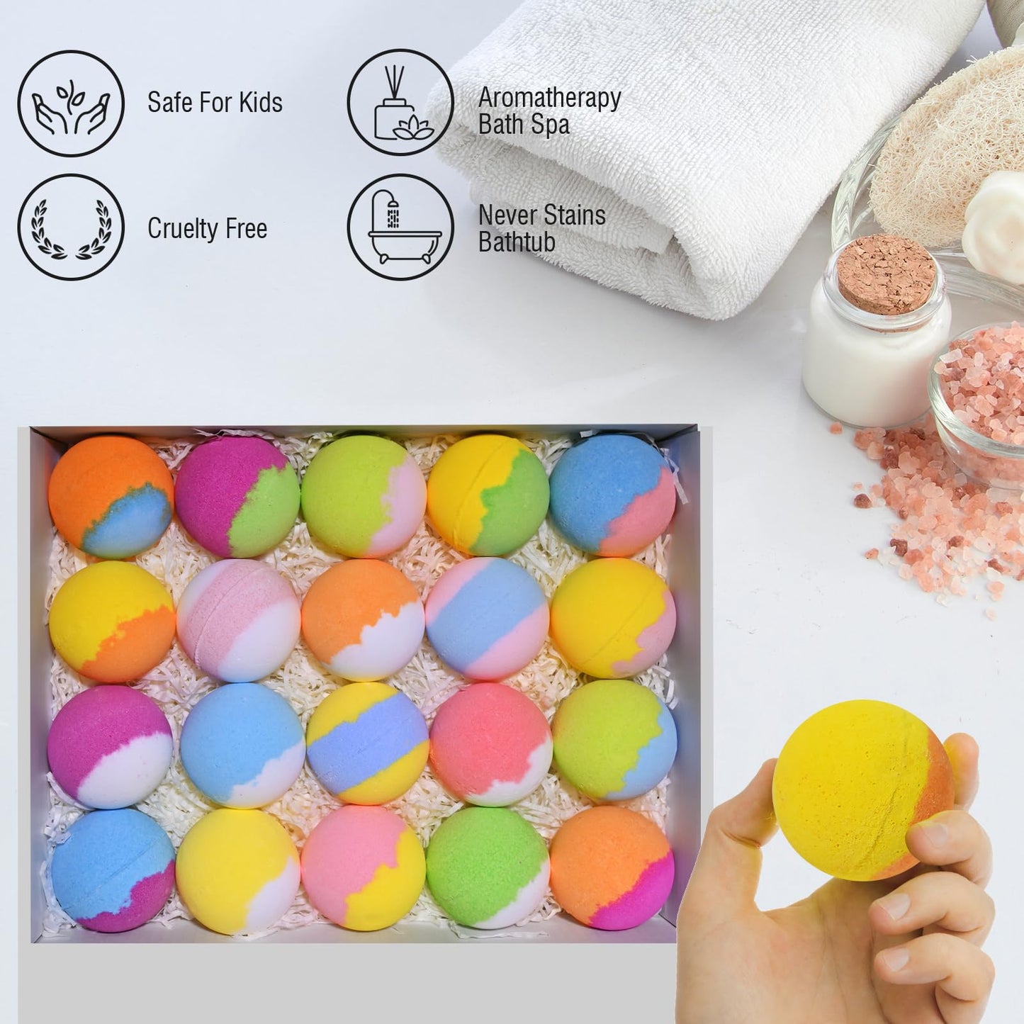 Santrela Bath Bombs for Kids — 20-Pack Surprise Toy Bath Fizzies Gift Set