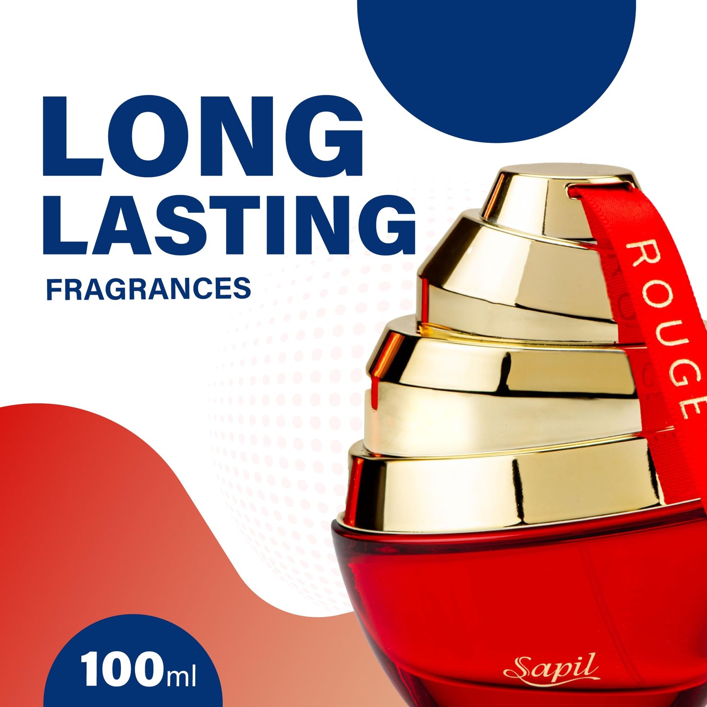 Sapil Rouge Eau de Parfum for Women – Long-Lasting Amber Floral, 3.4 oz / 100 ml
