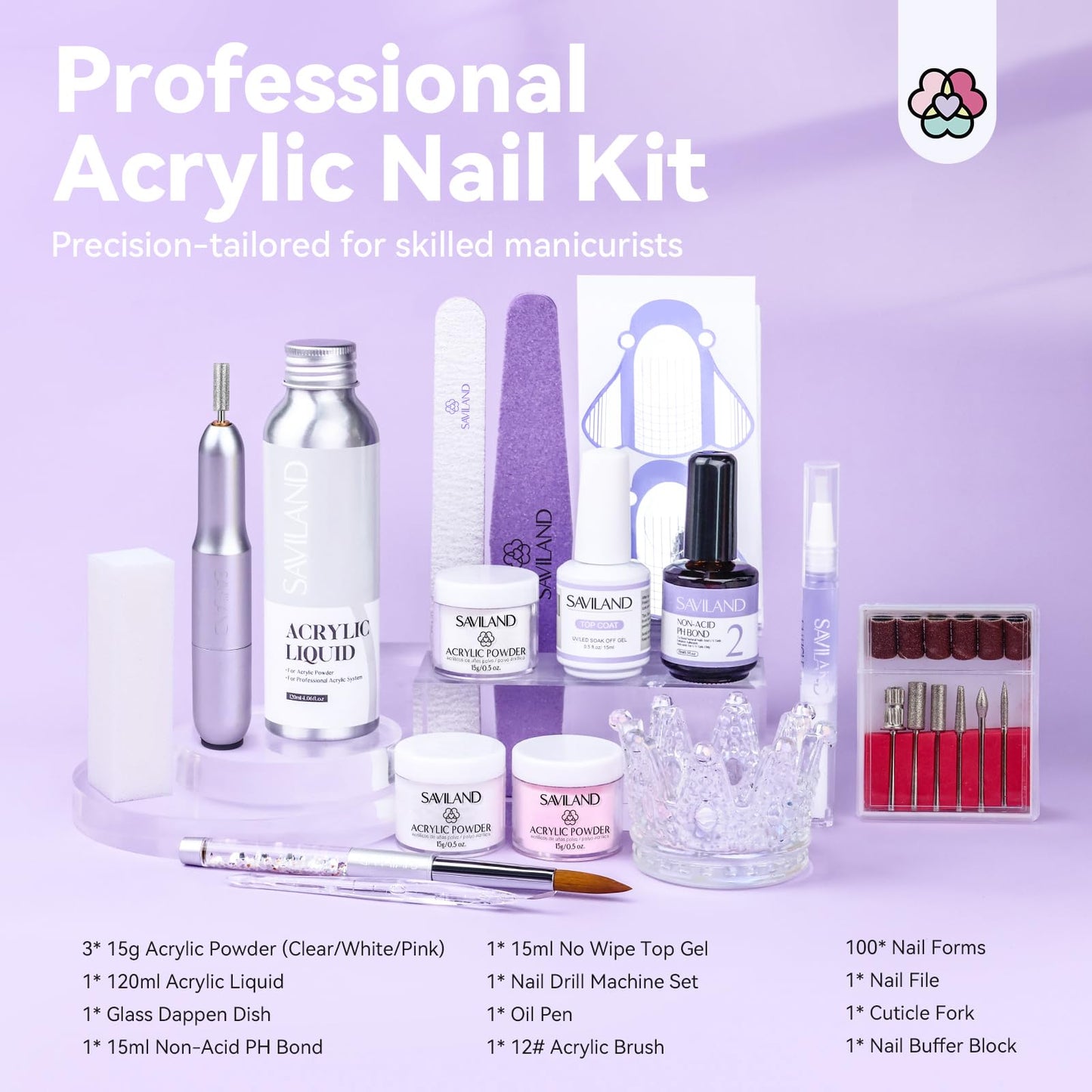 SAVILAND Acrylic Nail Kit with Drill – Professional DIY Salon Set