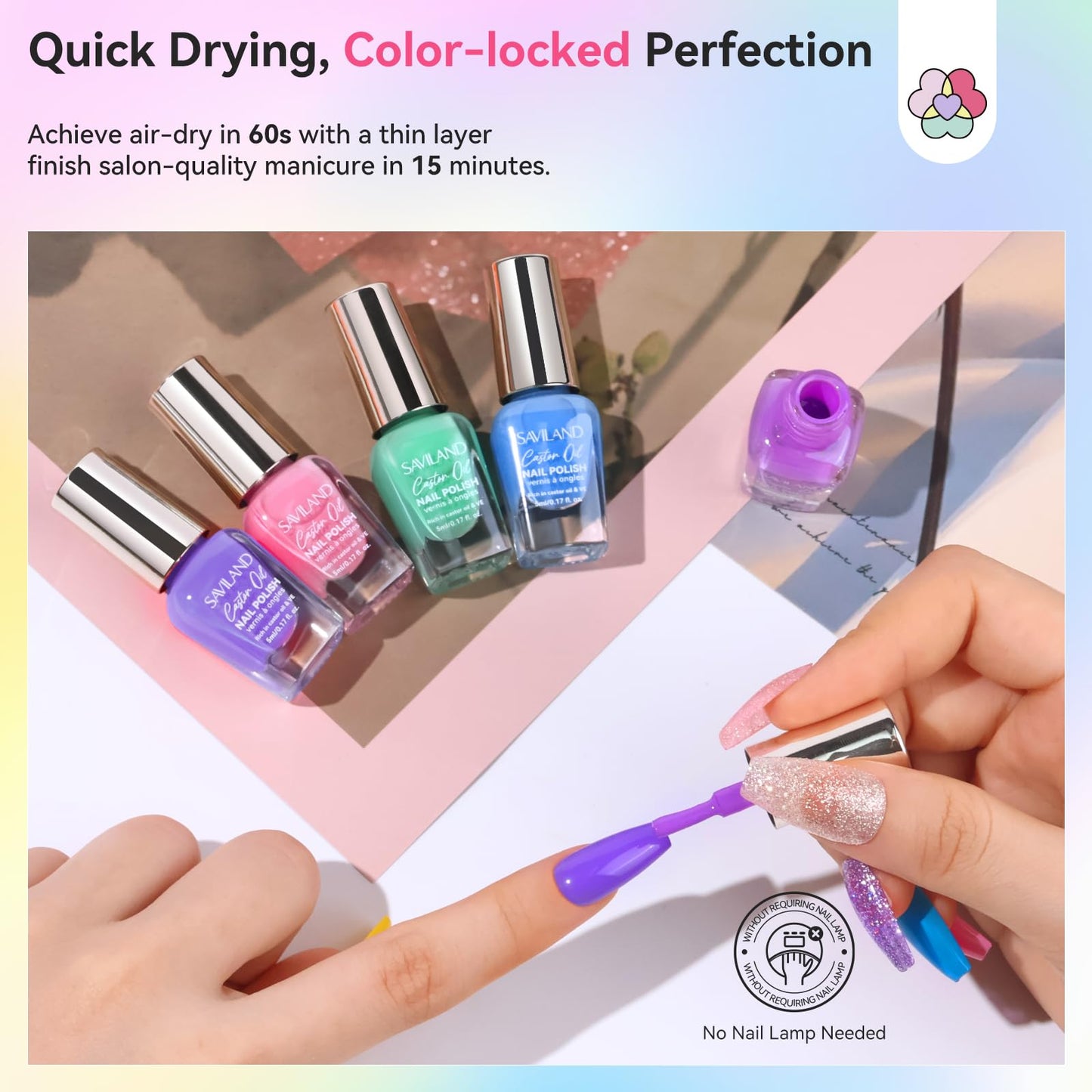 SAVILAND 20+3 Color Nail Polish Set – 5ml Quick-Dry Pastel Kit with Base, Glossy & Matte Top Coats
