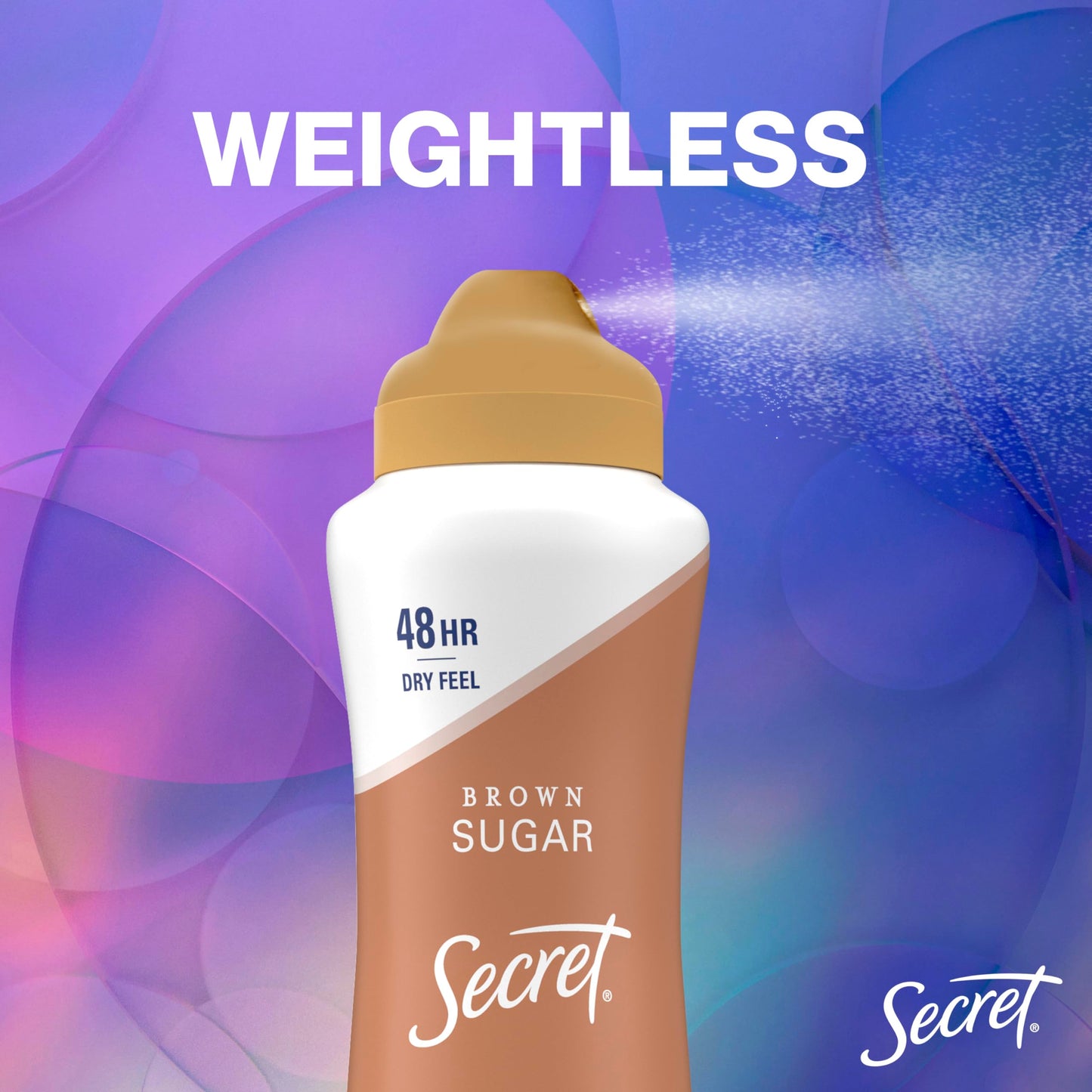Secret Dry Spray Antiperspirant Deodorant for Women – 48-Hour Weightless Protection, Brown Sugar Scent, Pack of 3 (4.1 oz each)