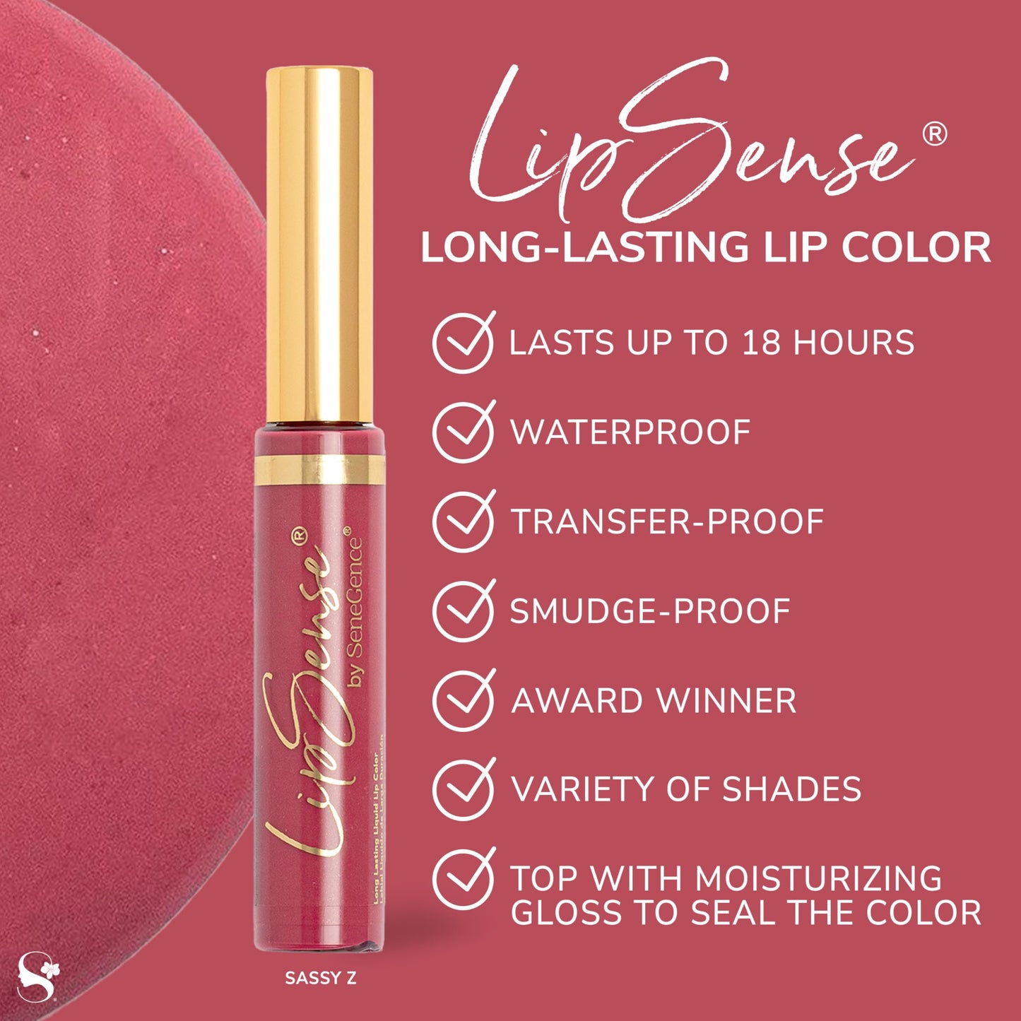 SeneGence LipSense Long-Lasting Lipstick – 18-Hour Wear, Waterproof, Vegan & Cruelty-Free
