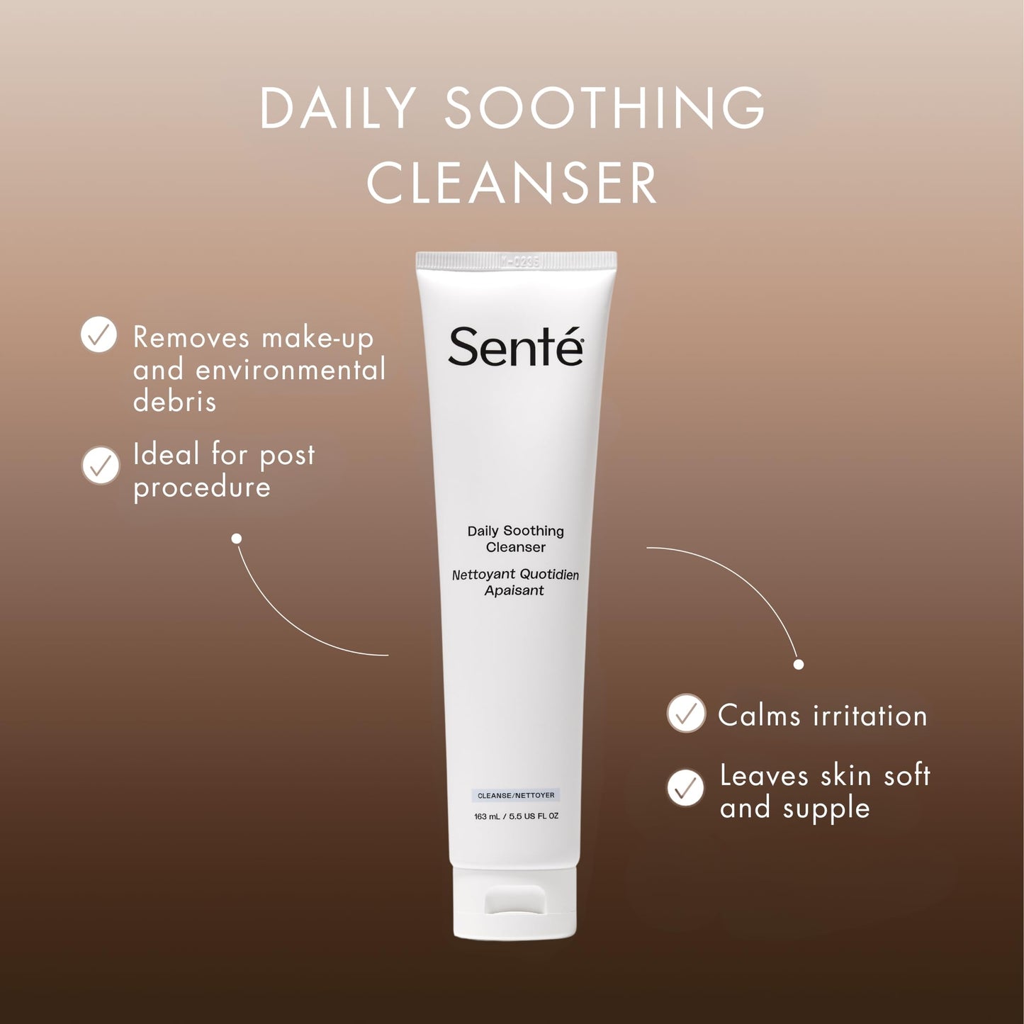 Sente Daily Soothing Facial Cleanser for Dry & Sensitive Skin | Vitamin E | 5.5 Fl Oz