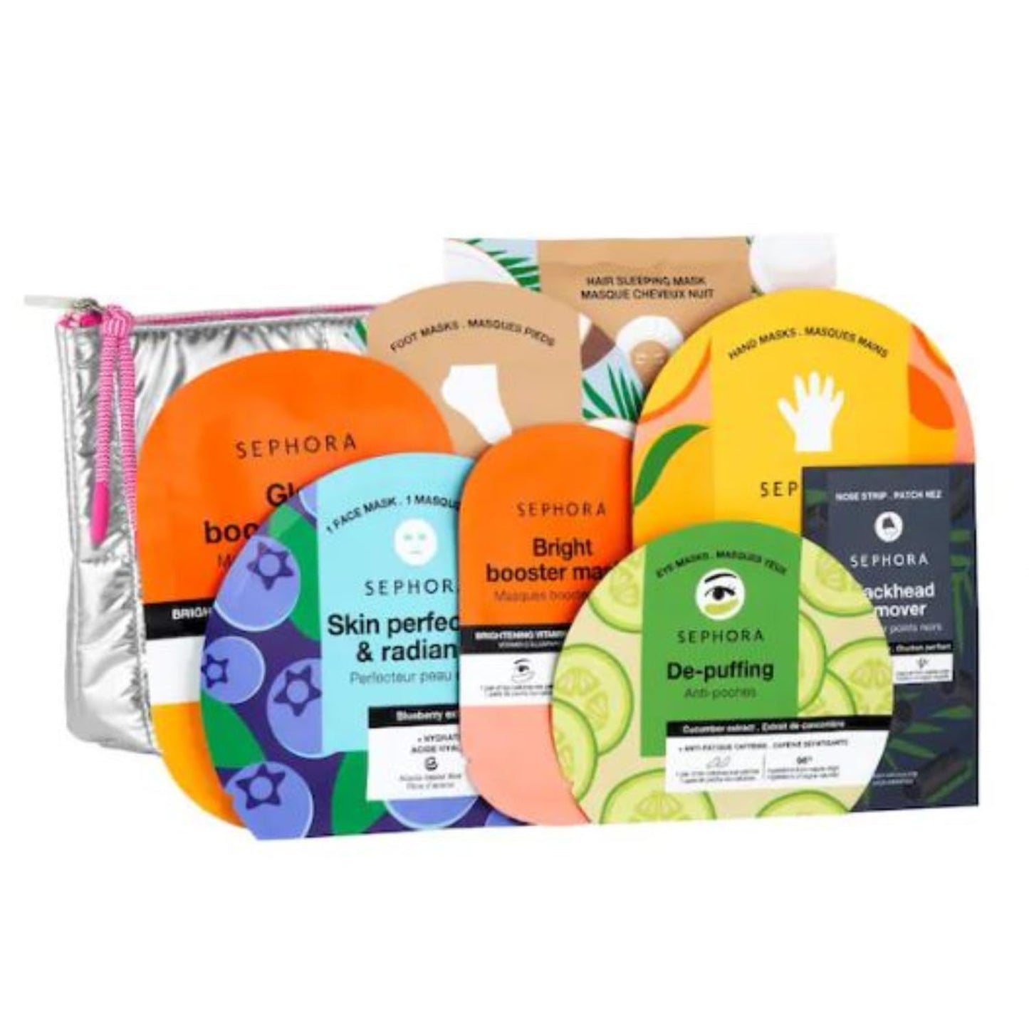 SEPHORA Favorites Moving Lights Collection — Limited Edition 8 Face & Body Masks in Silver Pouch