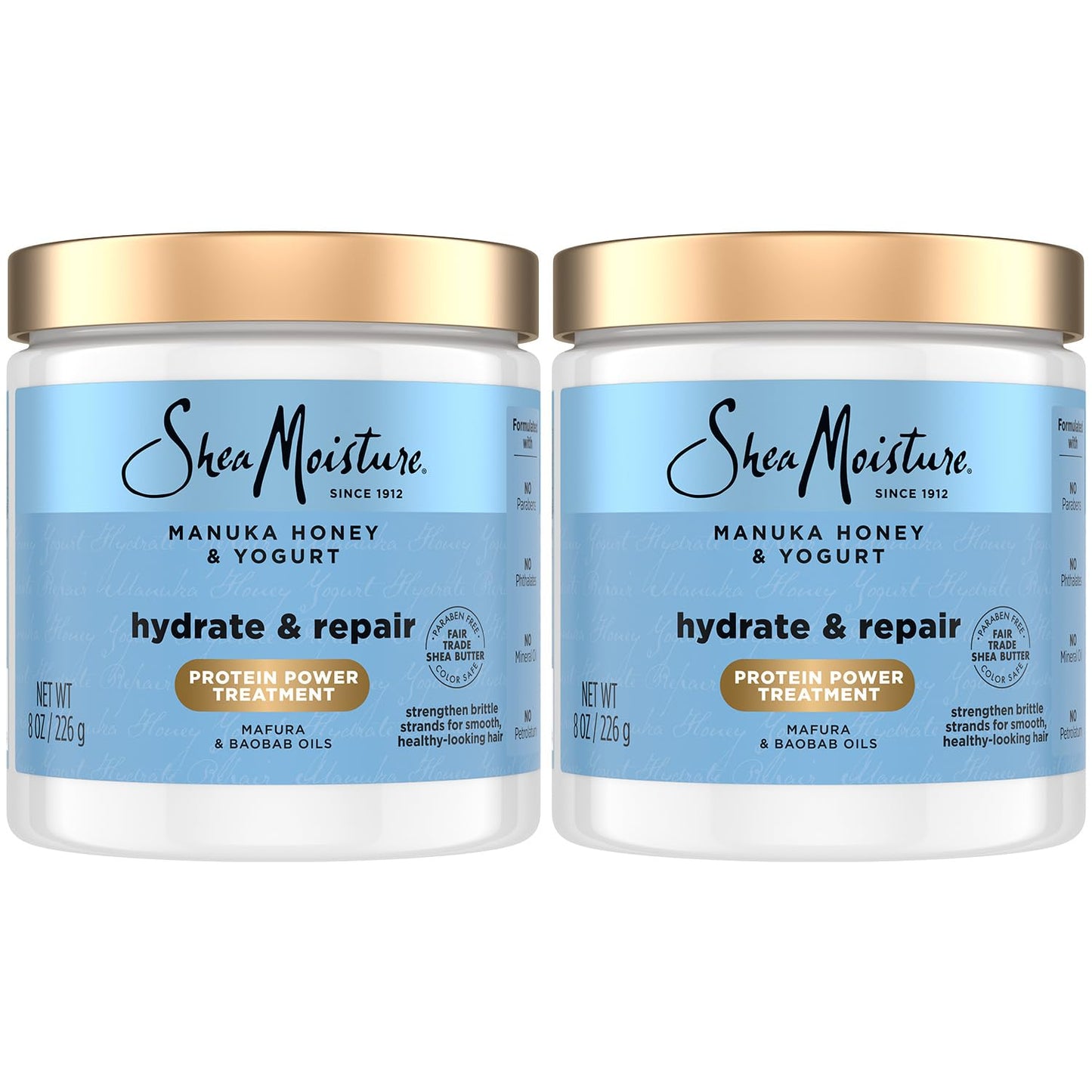 SheaMoisture Hair Mask 2-Pack | Manuka Honey & Yogurt Hydrate & Repair Deep Conditioner (8 oz each)
