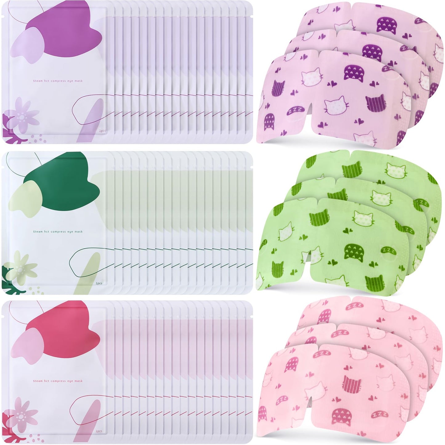 Silicherry 96 Pack Steam Eye Mask – Self-Heating Warm Compress (Lavender, Unscented, Rose)
