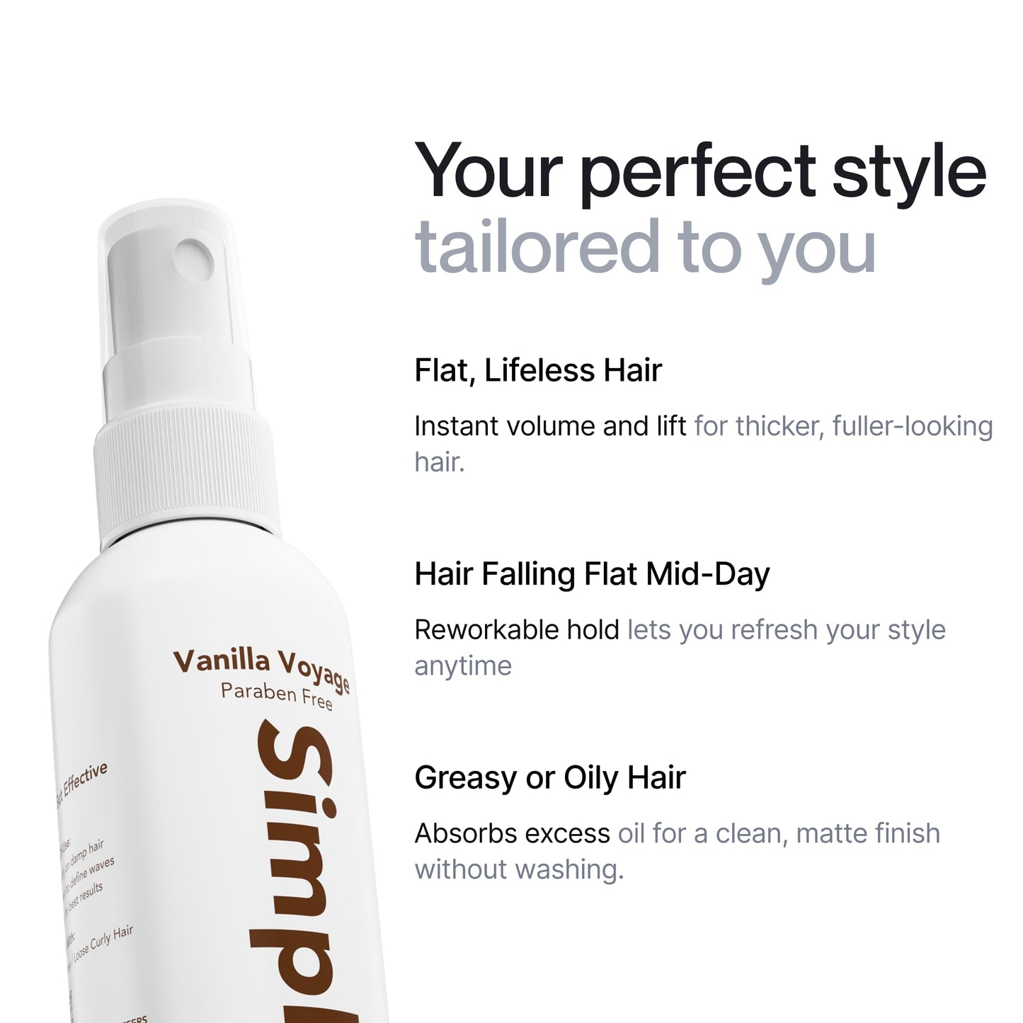 Simpletics Himalayan Sea Salt Hair Spray (Vanilla) – Light Hold, 5-Ingredient Formula, Paraben & Sulfate Free