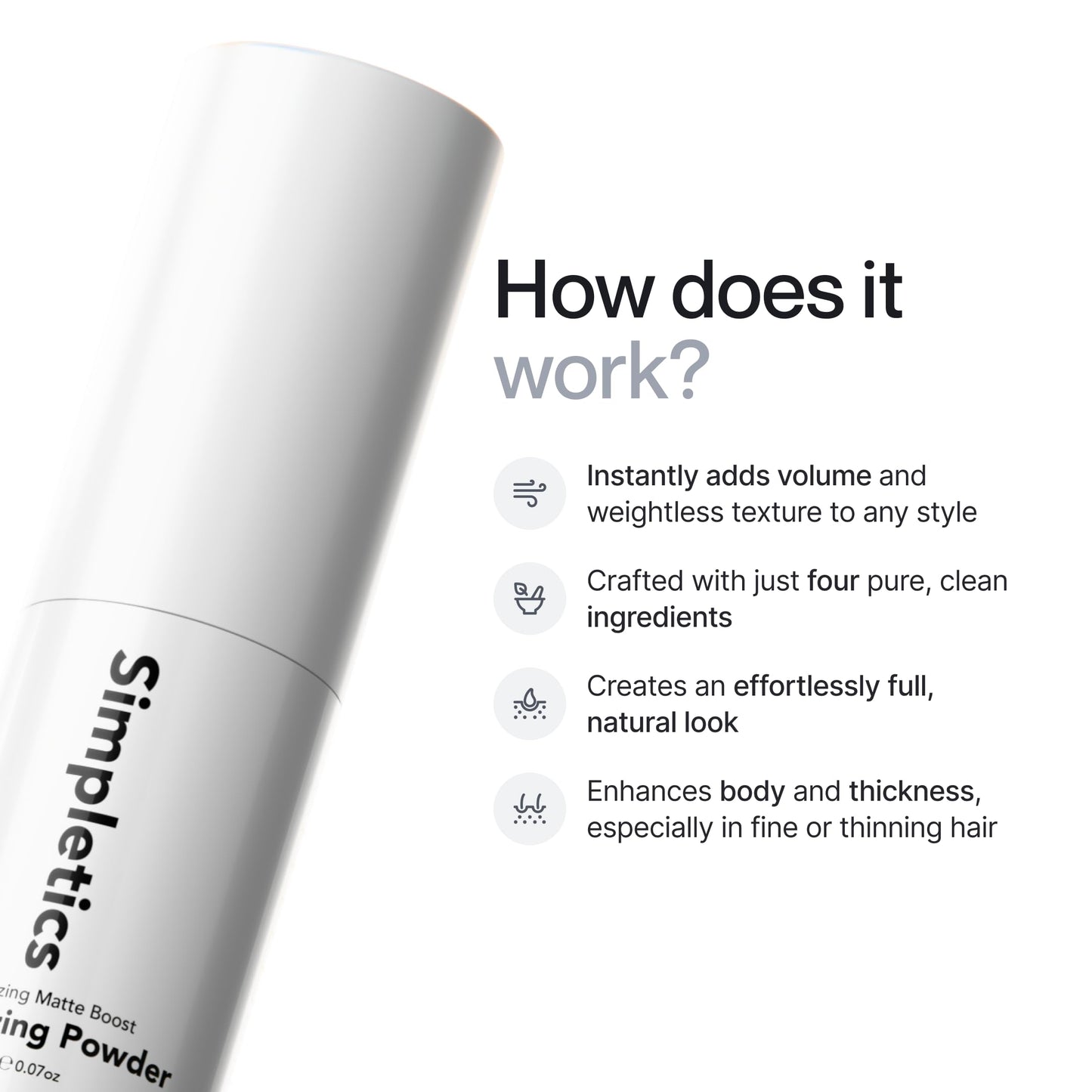 Simpletics Texturizing Powder – All-Natural 4-Ingredient Volume & Matte Finish