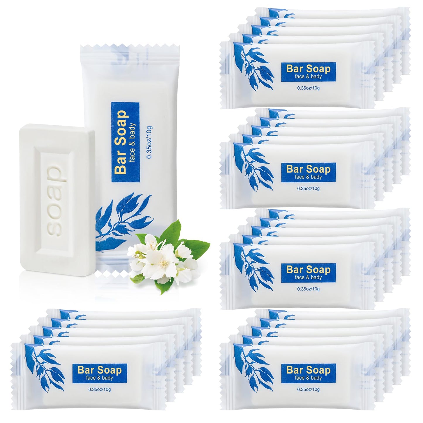 SLequipo Mini Soap Bars Bulk – 200 Individually Wrapped 0.35 oz Travel Soaps for Hotels, Camp & RV