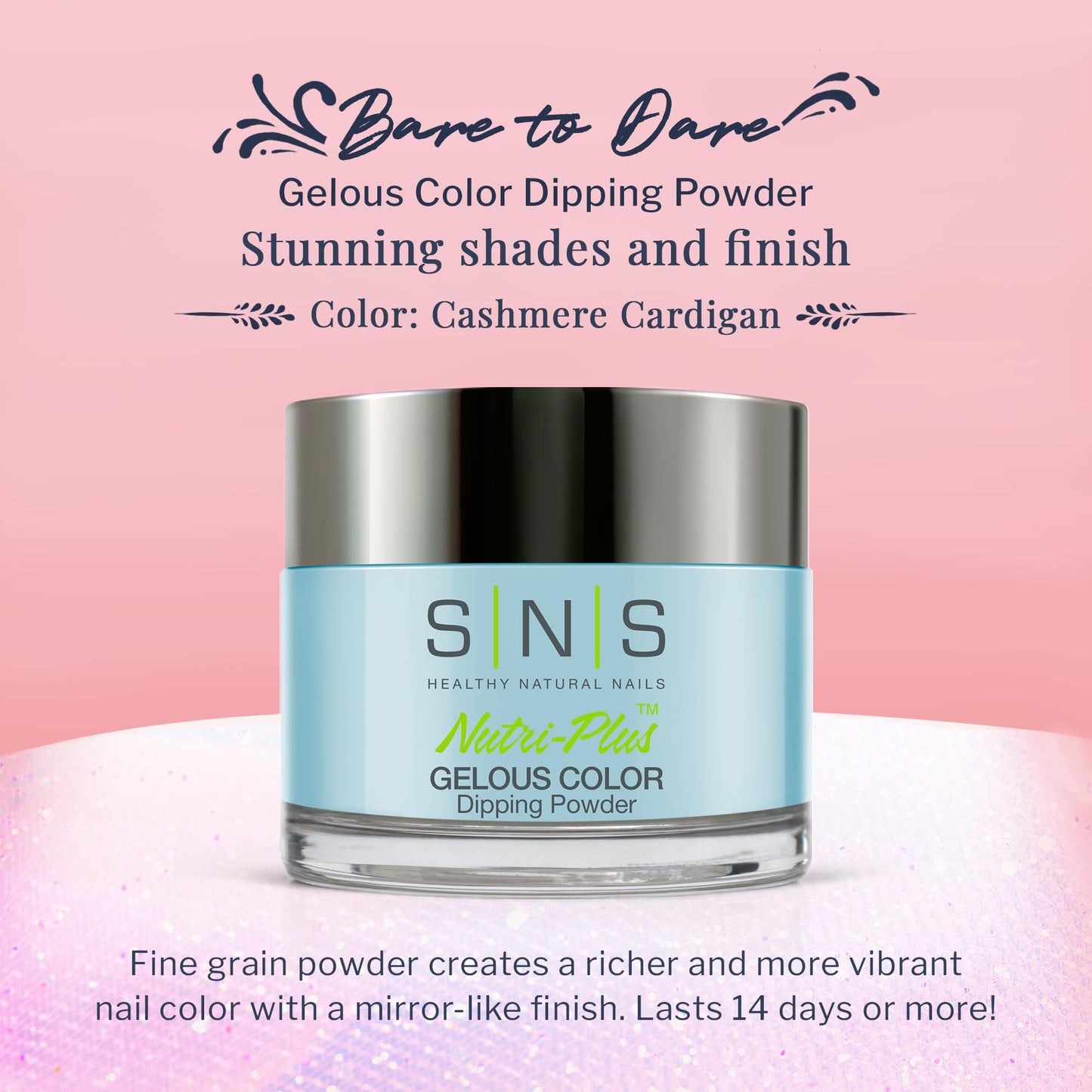 SNS Healthy Natural Nails Nail Dip Powder – Cashmere Cardigan (Blue/Pastel) – 14-Day Color, Low Odor, No UV Lamp, 1.5 Oz