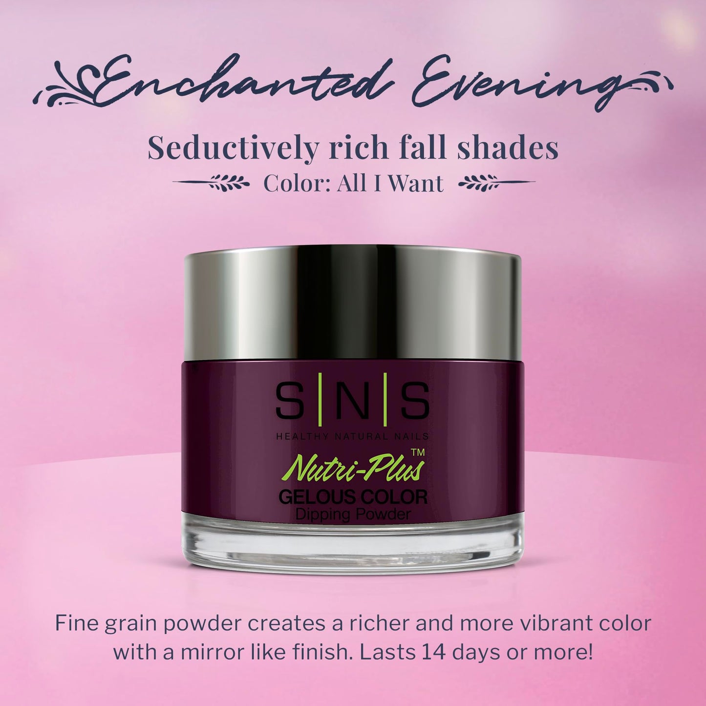 SNS Nail Dip Powder All I Want (Purple/Violet) EE04 – 14-Day Long-Lasting Gelous Color Dip Powder – Low Odor, No UV Lamp, 1.5 oz | SNS Healthy Natural Nails