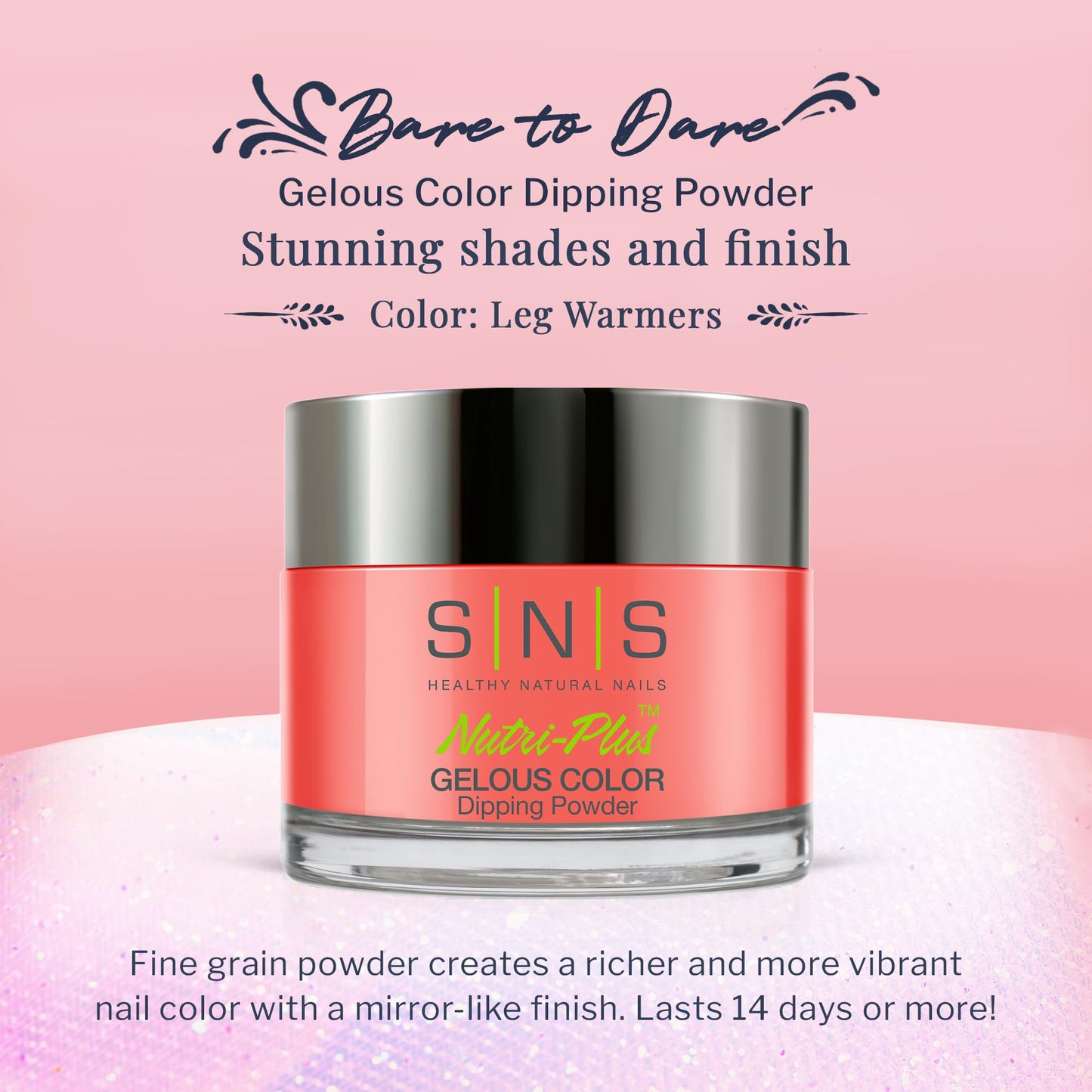 SNS Nail Dip Powder Leg Warmers – Orange Peach/Coral Cream, 14+ Day Wear, Low Odor, No UV Lamp – 1.5 oz