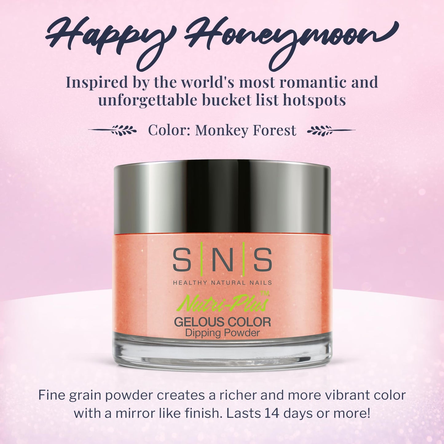 SNS Nail Dip Powder Monkey Forest Peach – Long-Lasting Dip Color, Low Odor, No UV Lamp, 1.5 Oz
