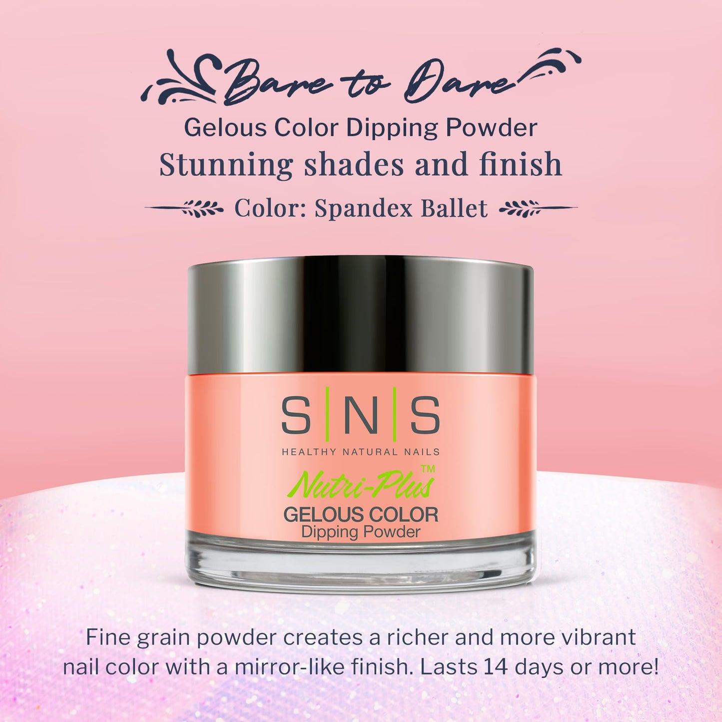 SNS Nail Dip Powder Gelous Color Spandex Ballet – Peach/Creme, 1.5 oz, Long-Lasting, Low-Odor, No UV Lamp