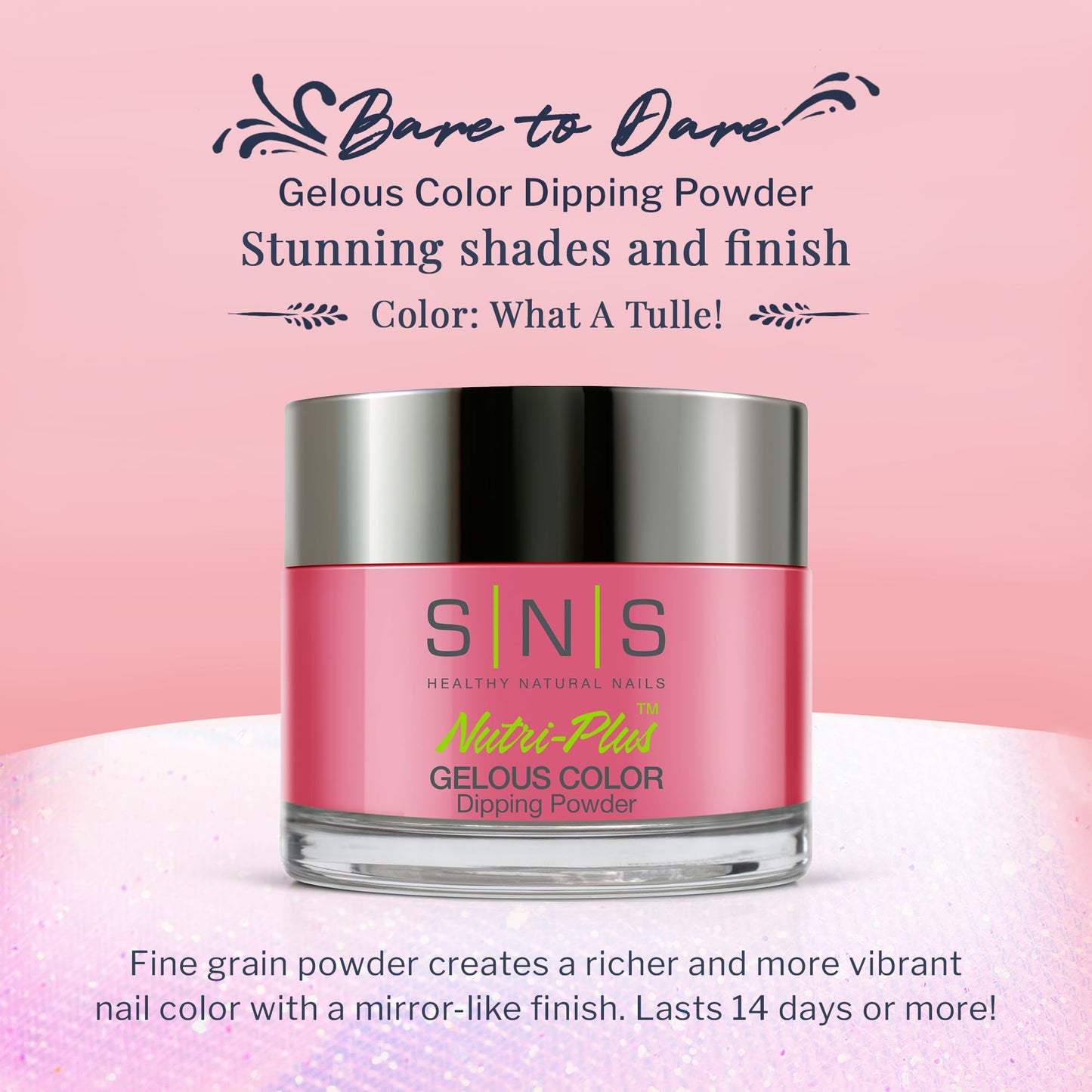 SNS Nail Dip Powder What A Tulle Pink Magenta Cream – 14 Days, Low Odor, No UV